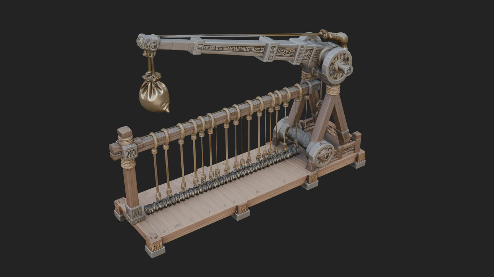 Rope Bundle Trebuchet Model Design 4 3D Print Model 3D Model
