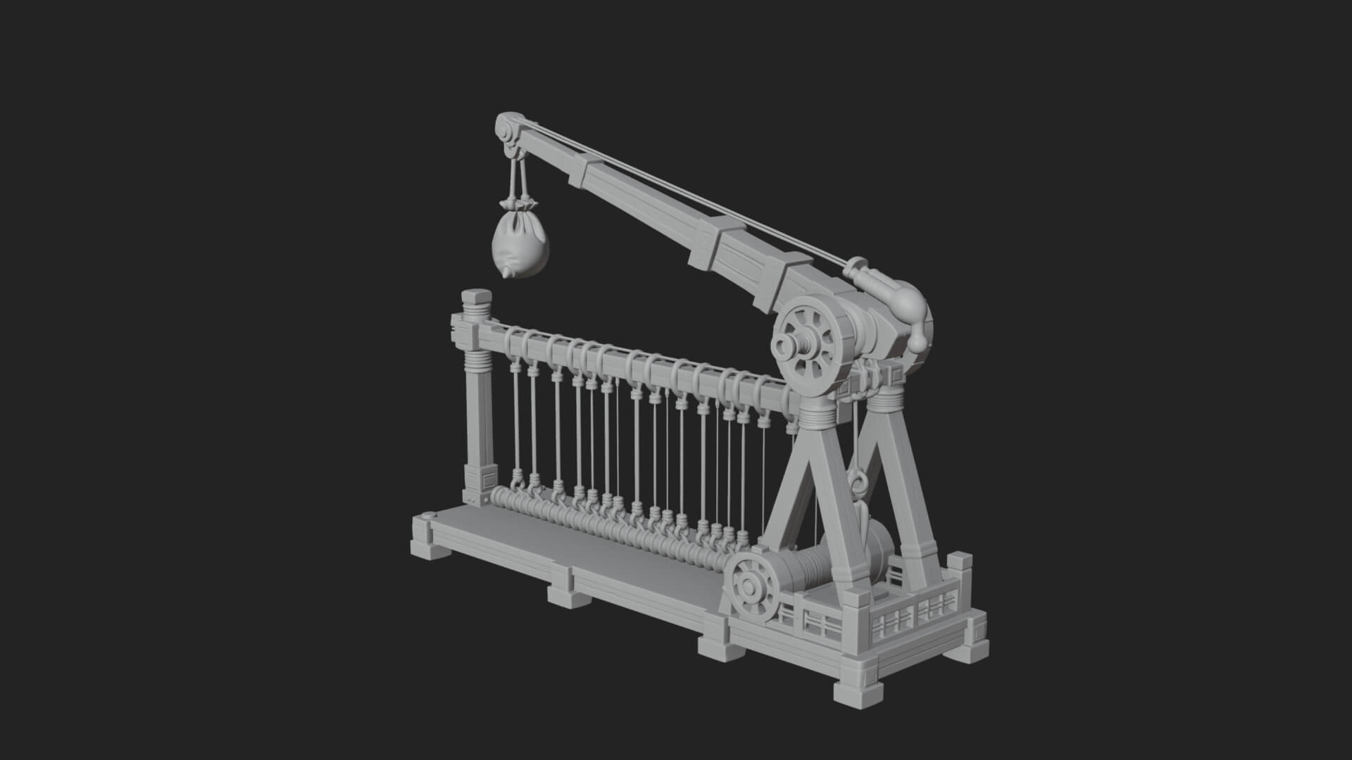 Rope Bundle Trebuchet Model Design 4 3D Print Model 3D Model
