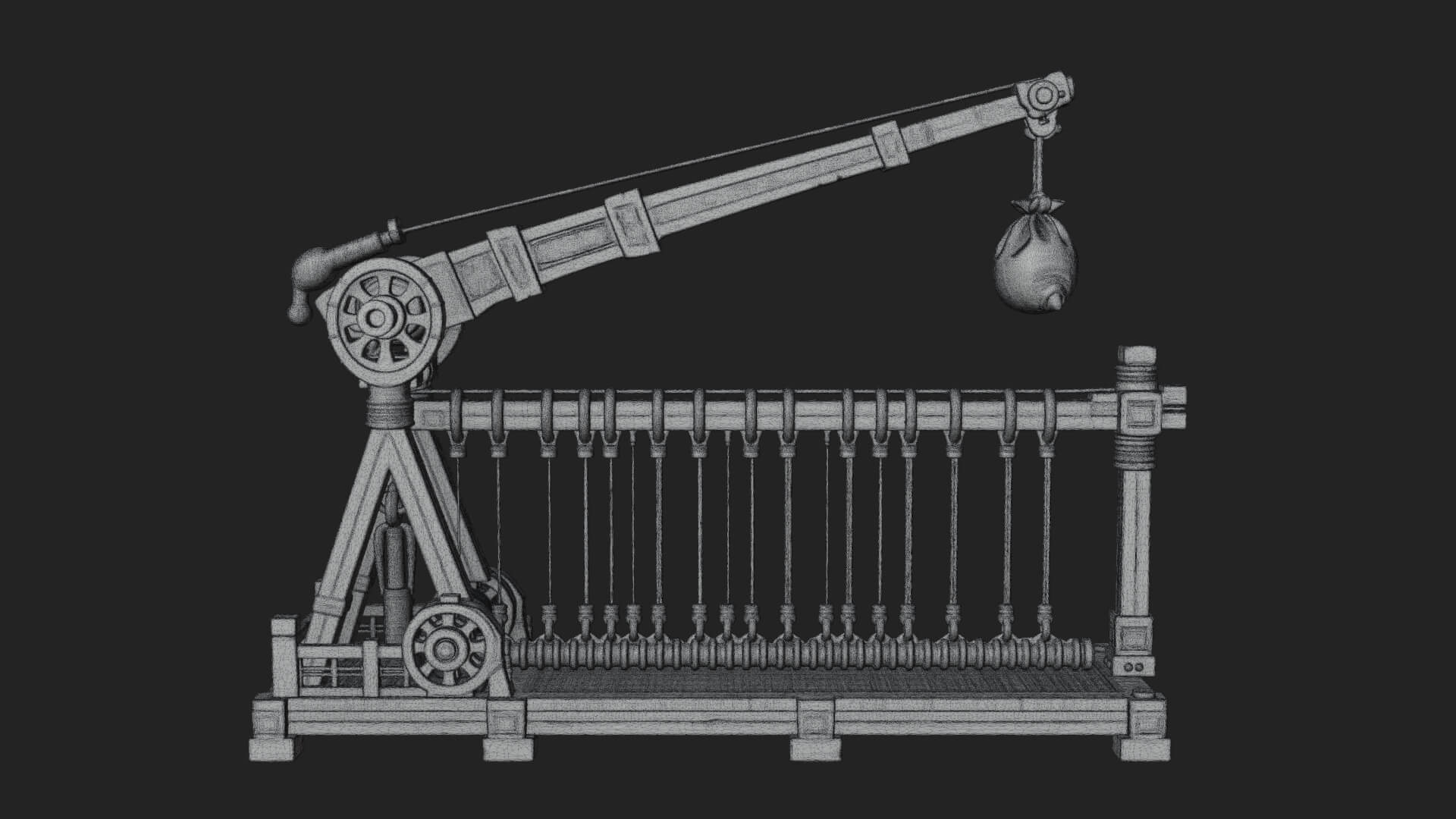 Rope Bundle Trebuchet Model Design 4 3D Print Model 3D Model