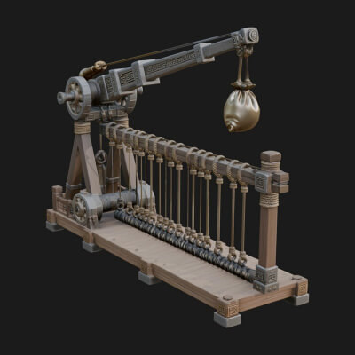 Rope Bundle Trebuchet Model Design 4 3D Print Model