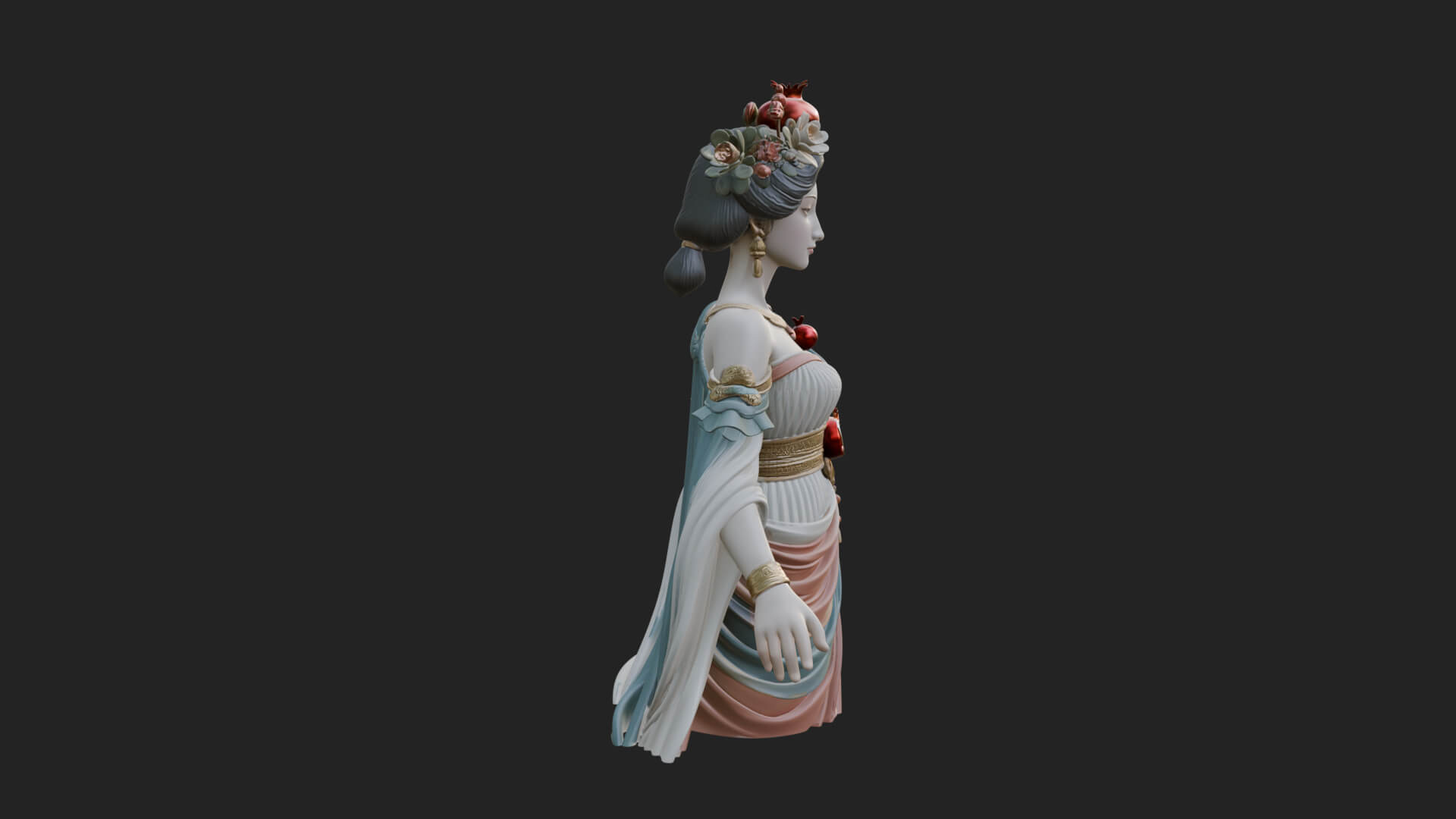Rose-Crowned Goddess Statue Design 5 3D Print Model 3D Model