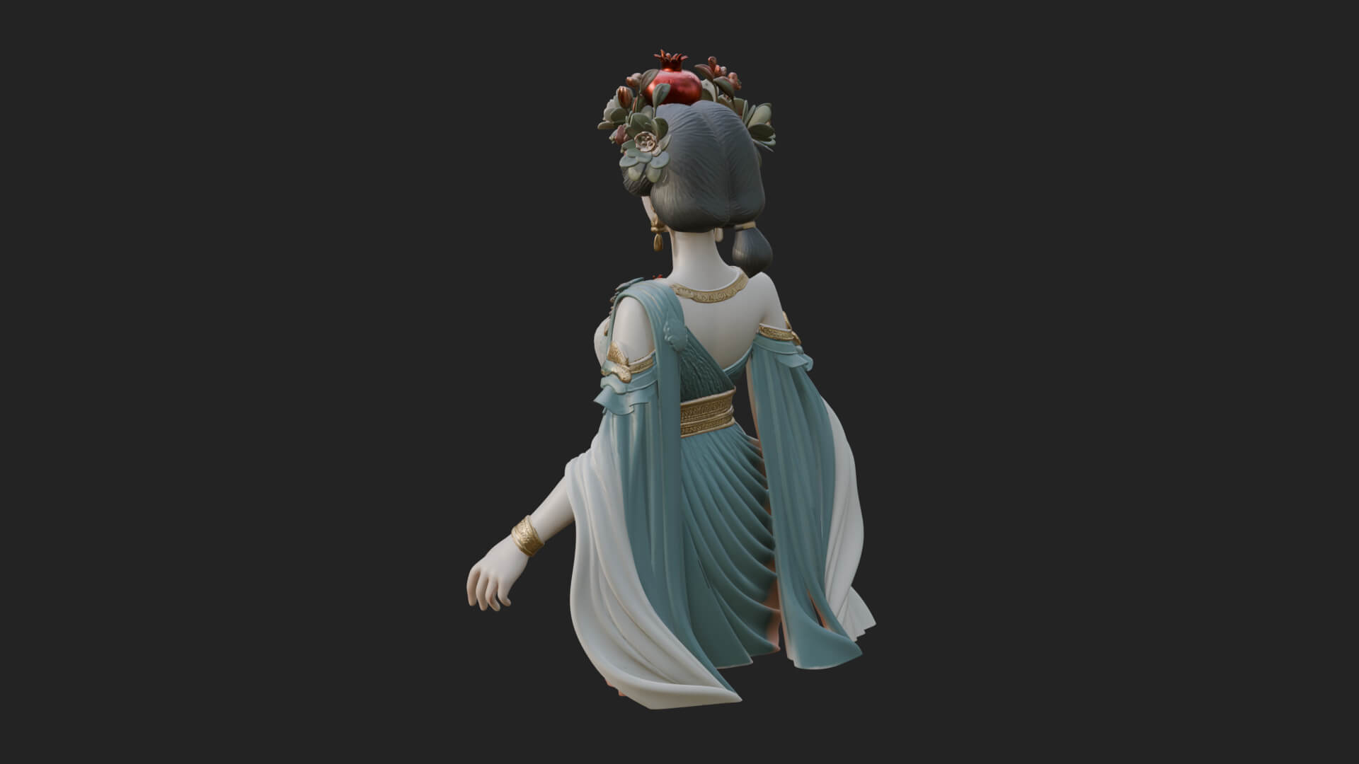 Rose-Crowned Goddess Statue Design 5 3D Print Model 3D Model