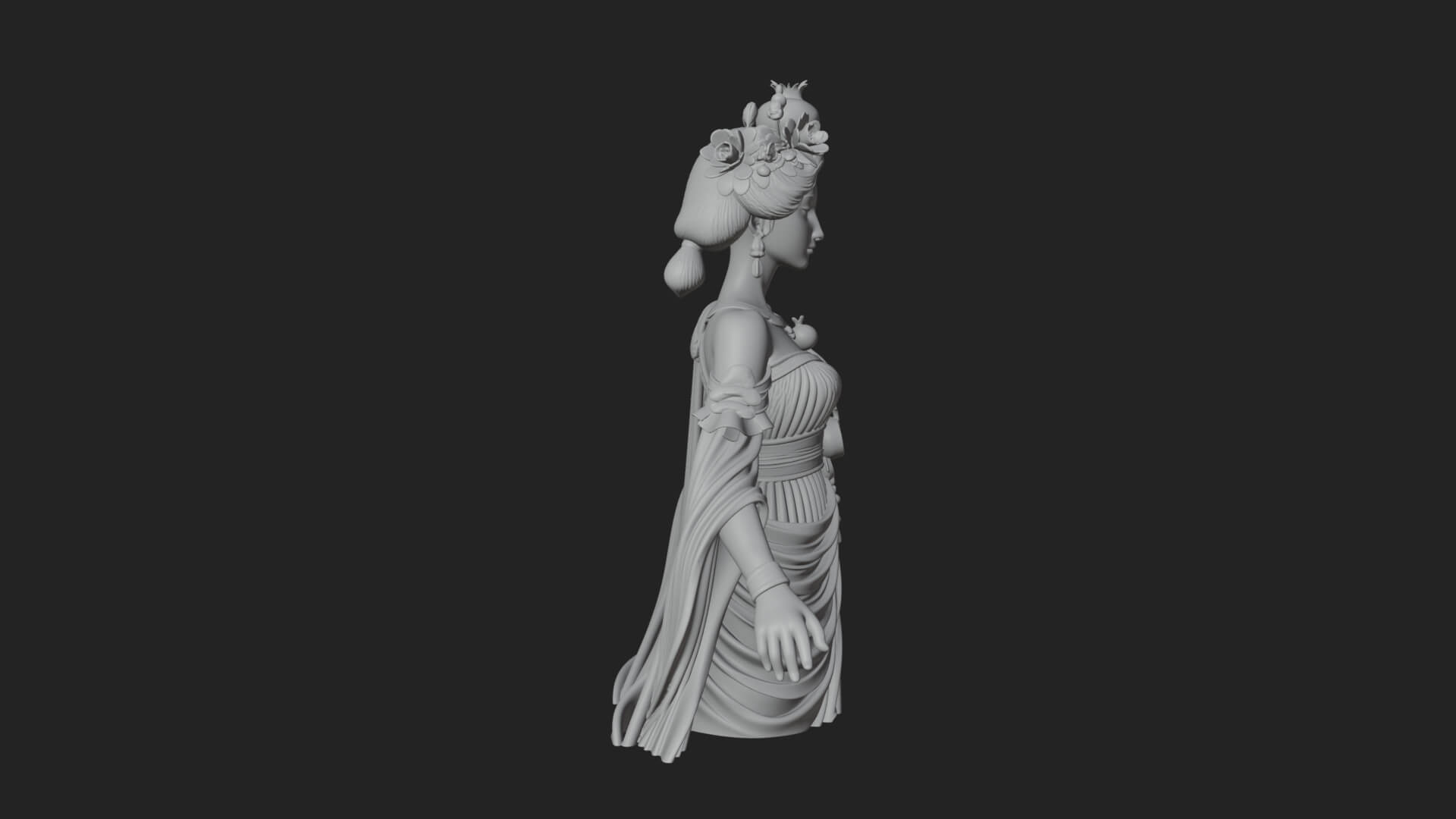 Rose-Crowned Goddess Statue Design 5 3D Print Model 3D Model