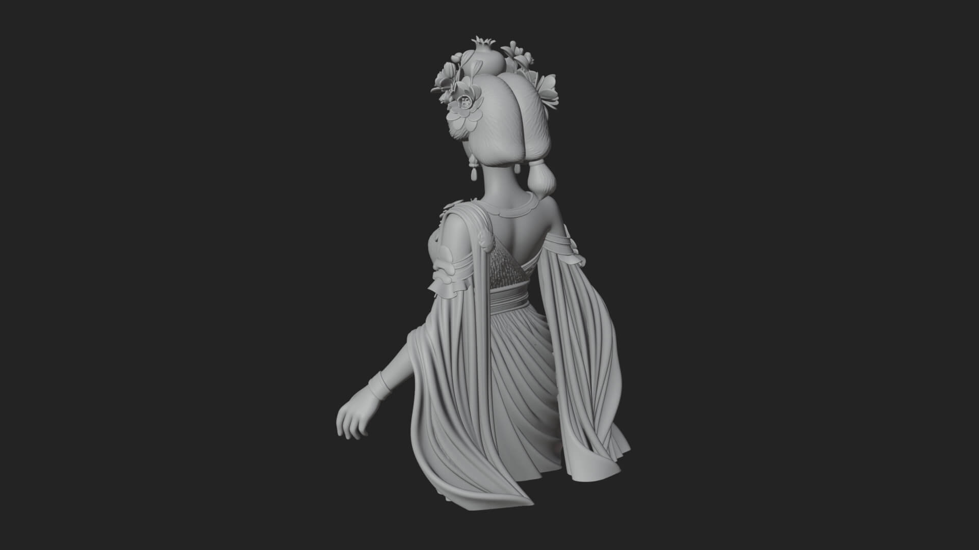 Rose-Crowned Goddess Statue Design 5 3D Print Model 3D Model