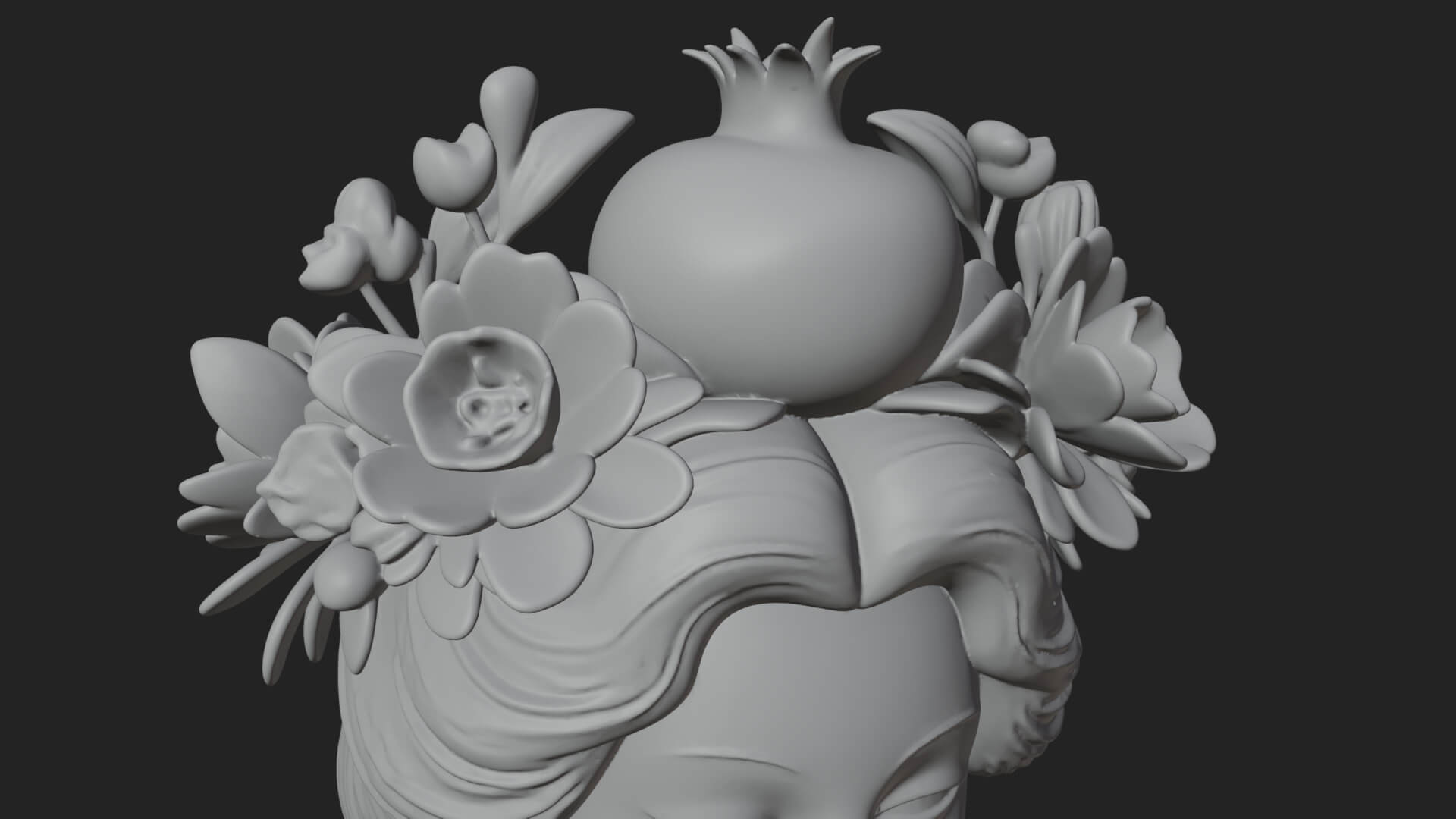 Rose-Crowned Goddess Statue Design 5 3D Print Model 3D Model