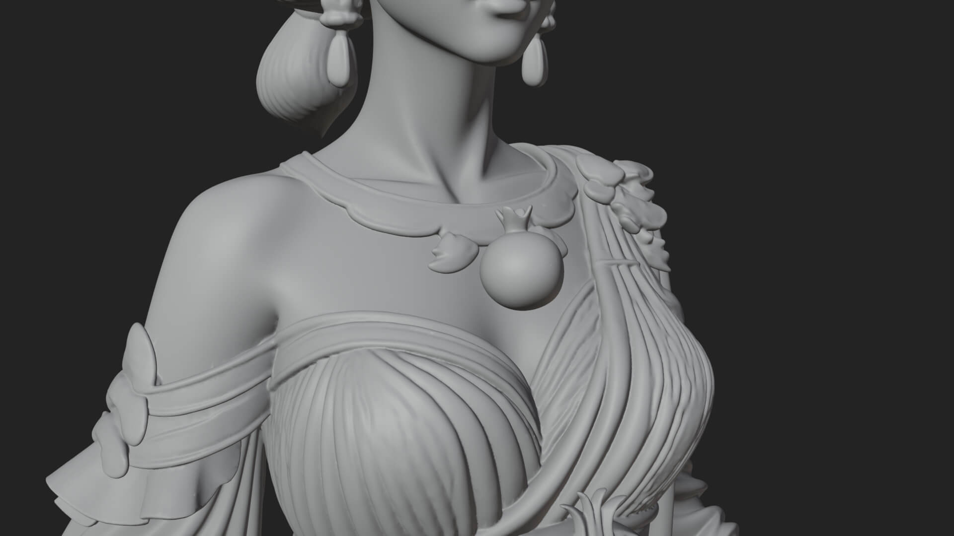 Rose-Crowned Goddess Statue Design 5 3D Print Model 3D Model