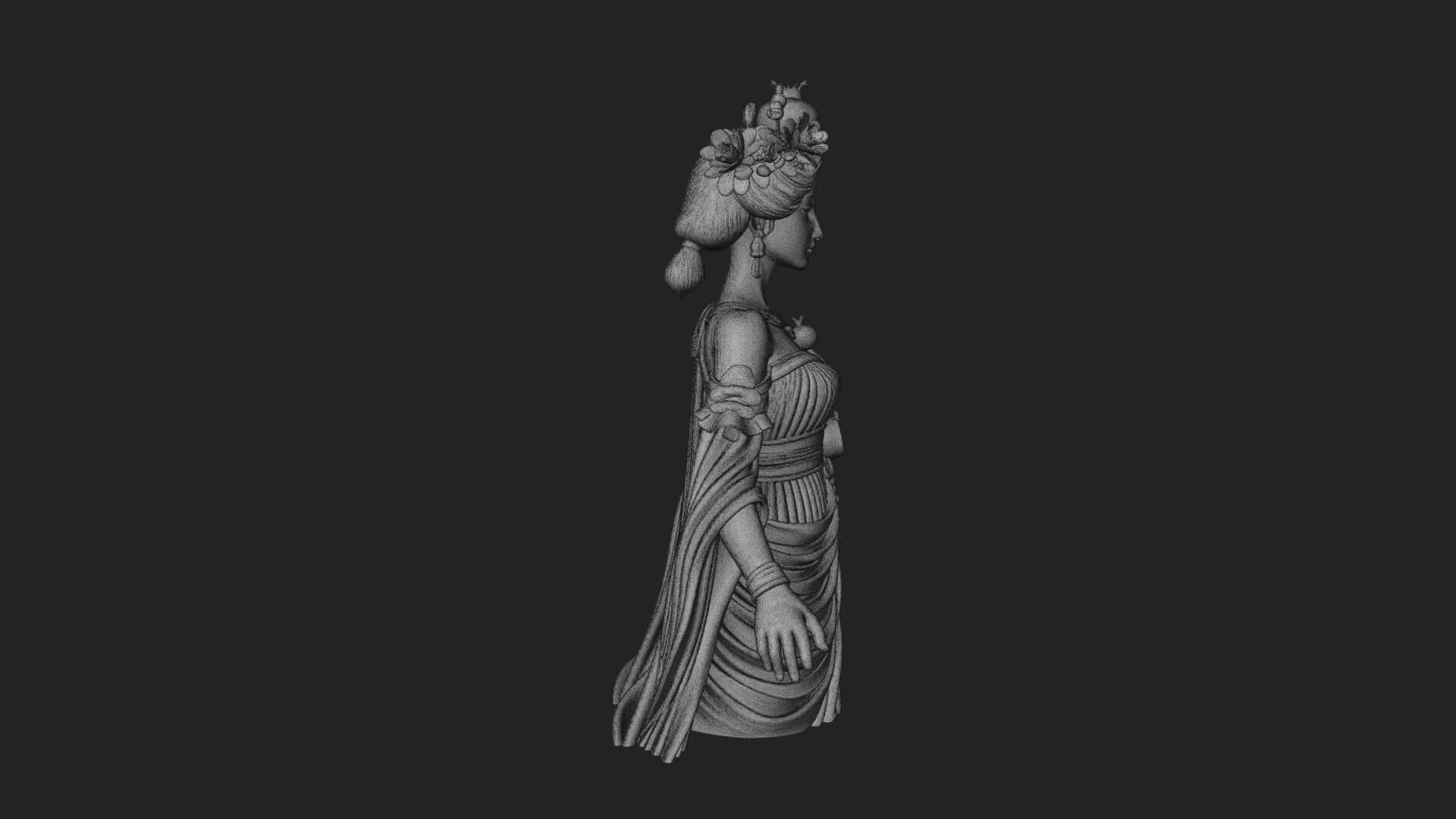 Rose-Crowned Goddess Statue Design 5 3D Print Model 3D Model