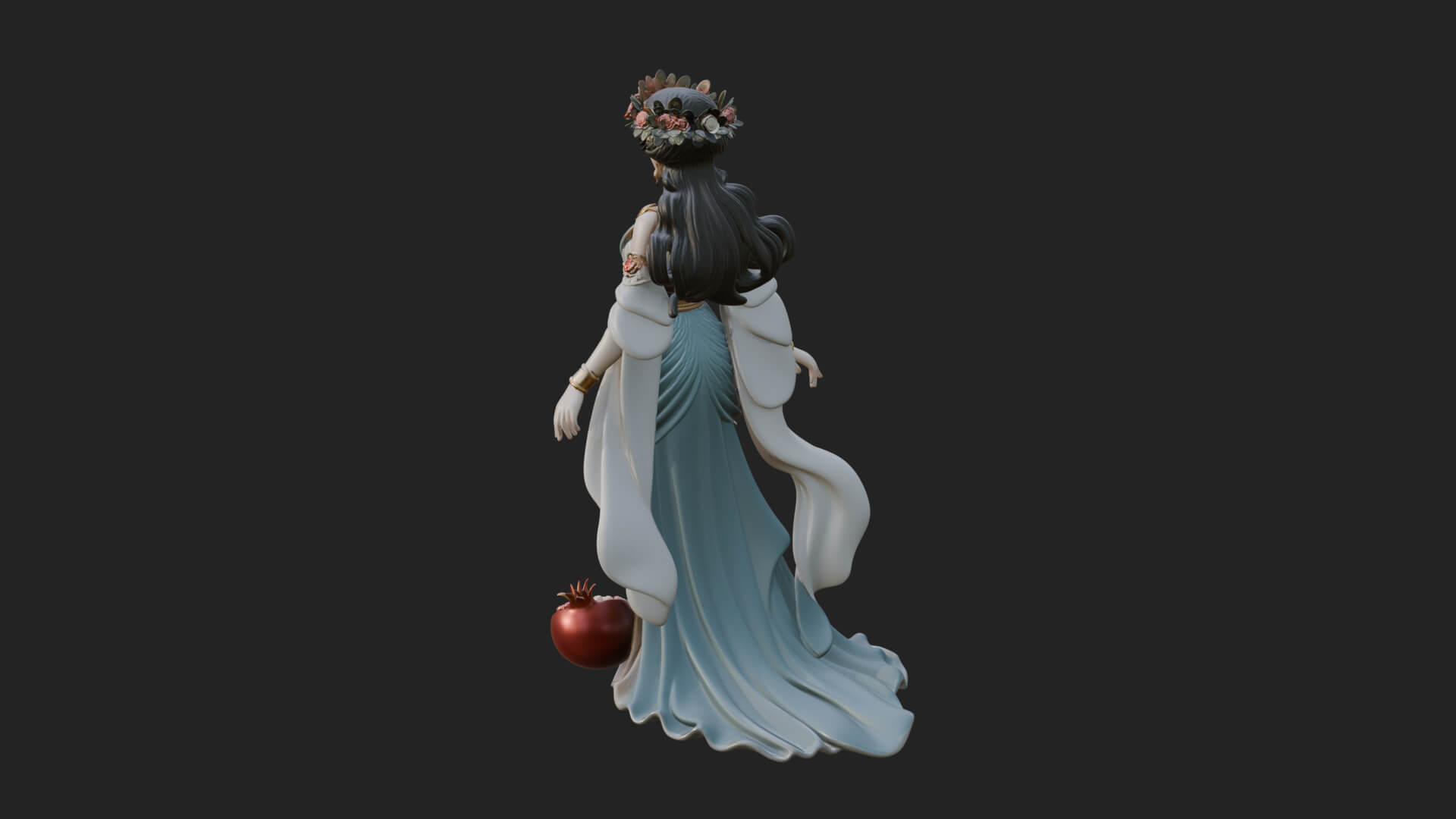 Rose-Crowned Goddess Statue Design 6 3D Print Model 3D Model
