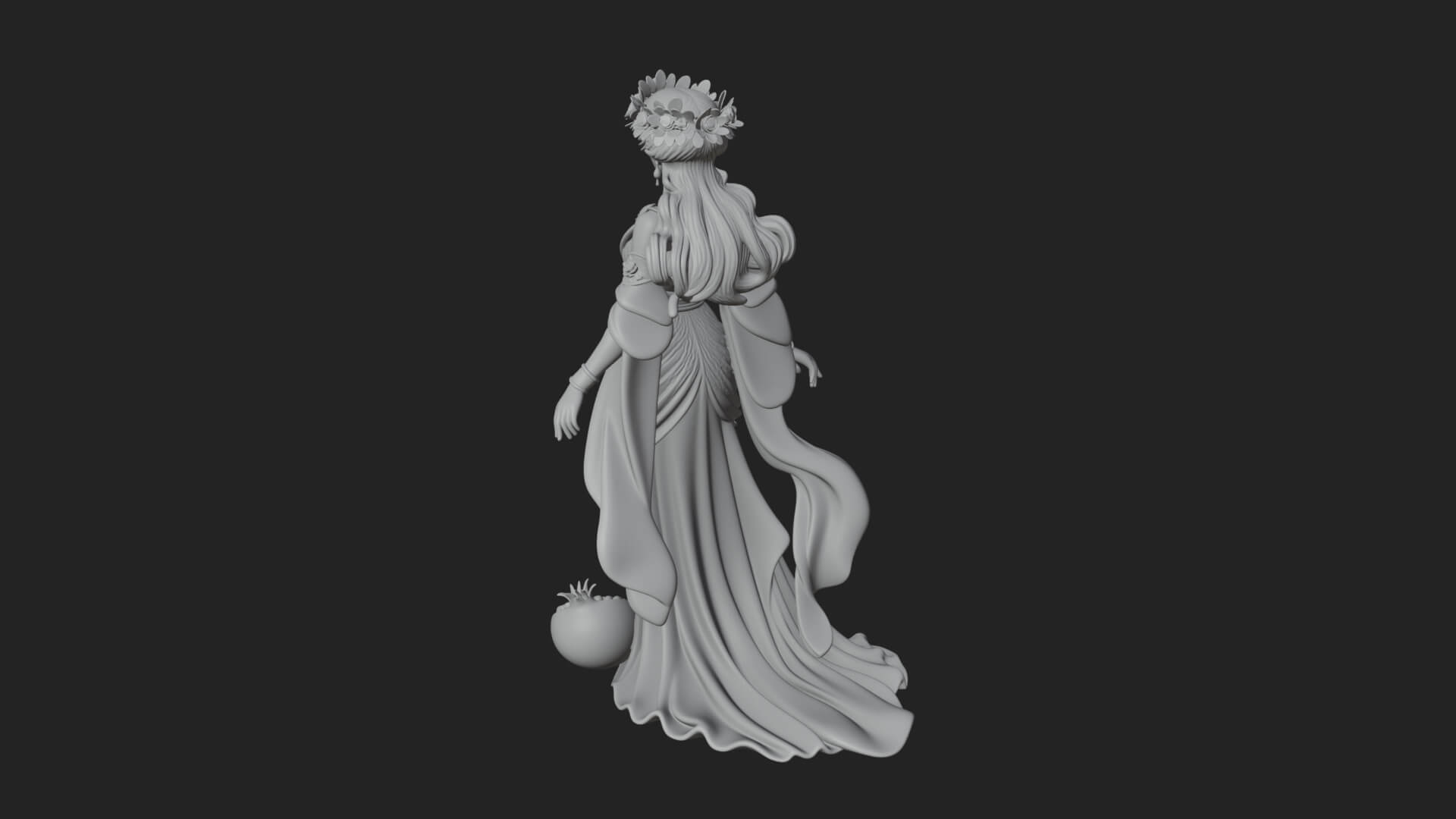 Rose-Crowned Goddess Statue Design 6 3D Print Model 3D Model