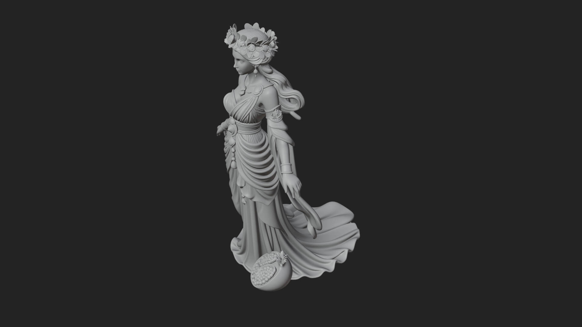 Rose-Crowned Goddess Statue Design 6 3D Print Model 3D Model