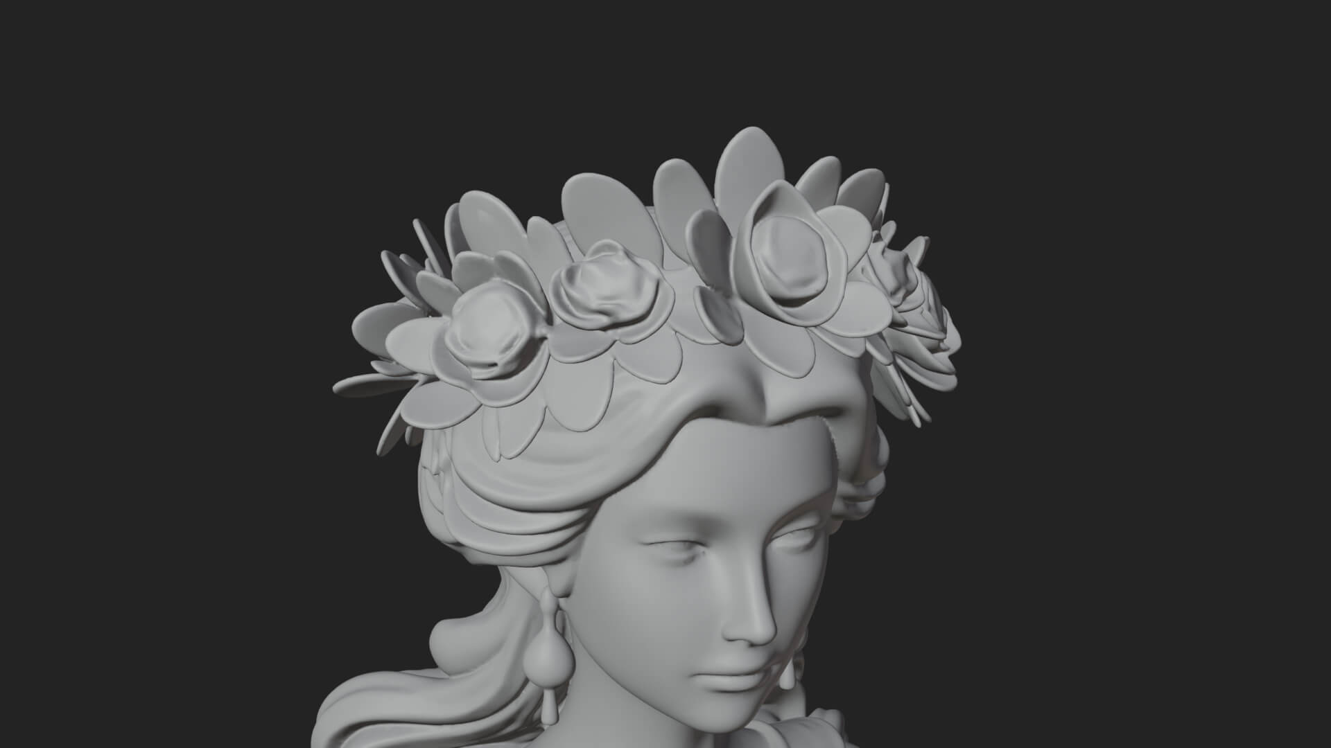Rose-Crowned Goddess Statue Design 6 3D Print Model 3D Model