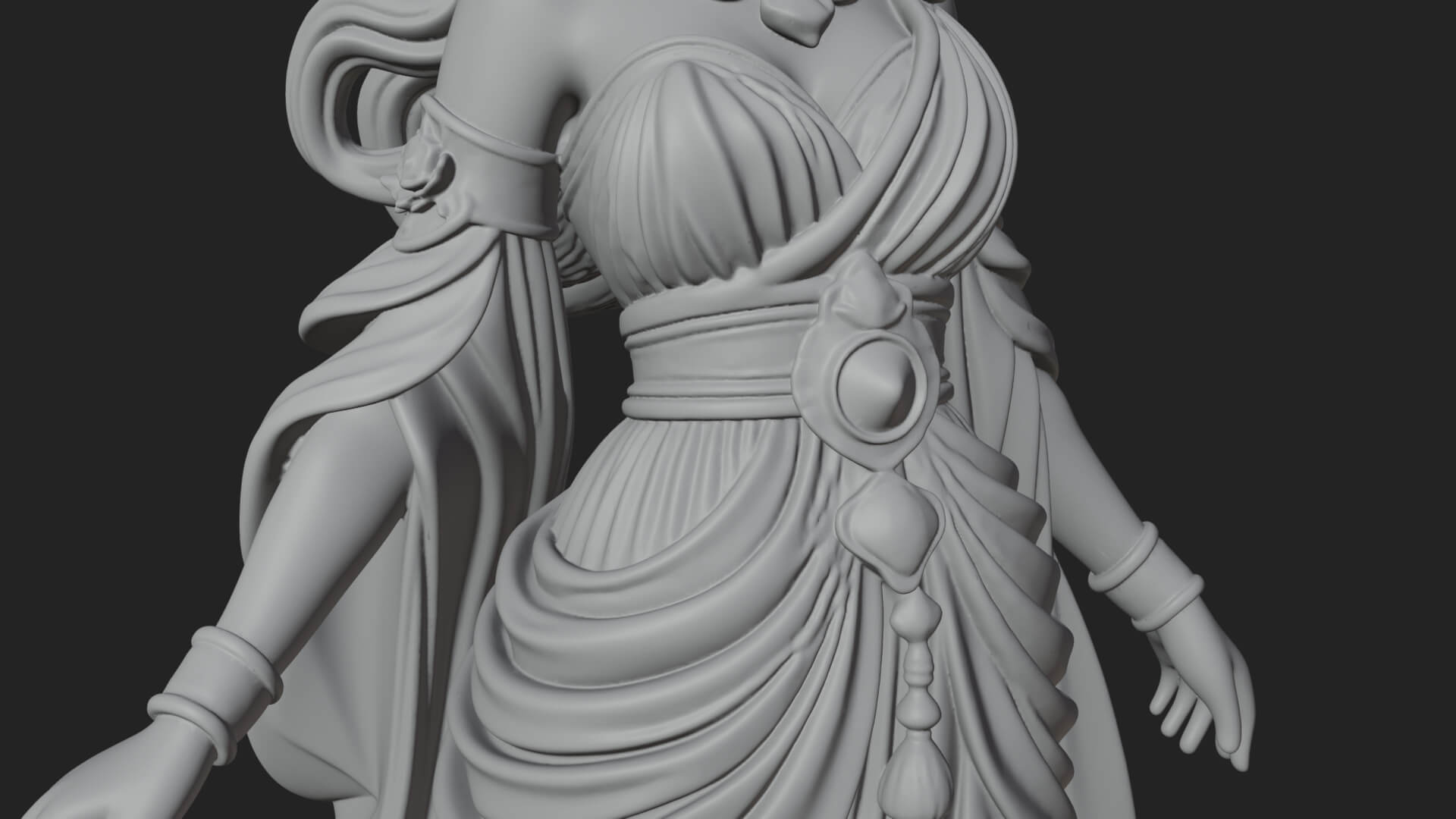 Rose-Crowned Goddess Statue Design 6 3D Print Model 3D Model