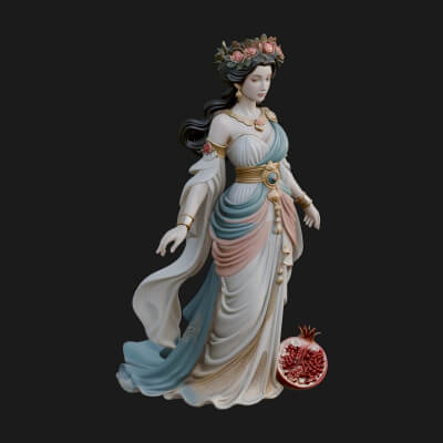 Rose-Crowned Goddess Statue Design 6 3D Print Model