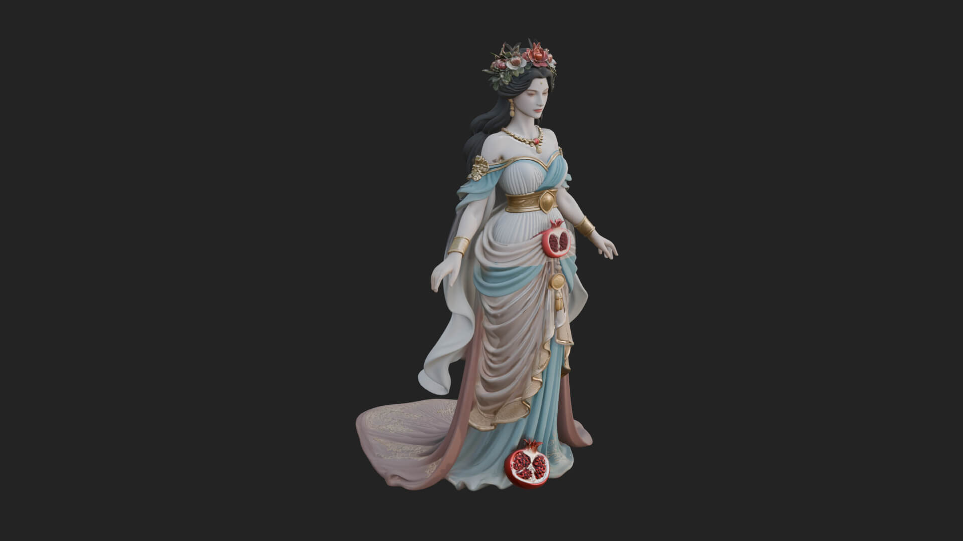 Rose Crowned Goddess Statue Design 7 3D Print Model 3D Model