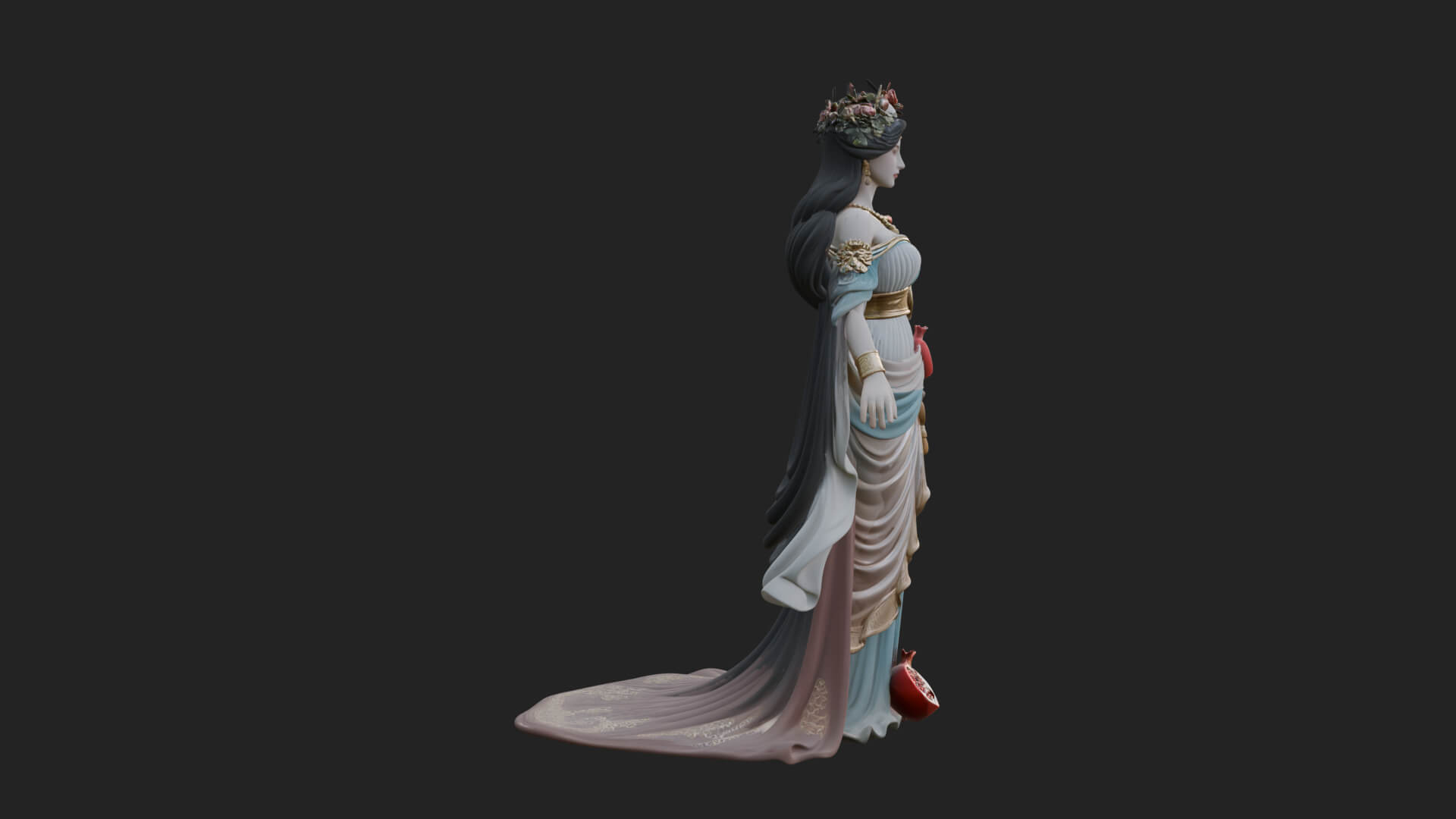 Rose Crowned Goddess Statue Design 7 3D Print Model 3D Model