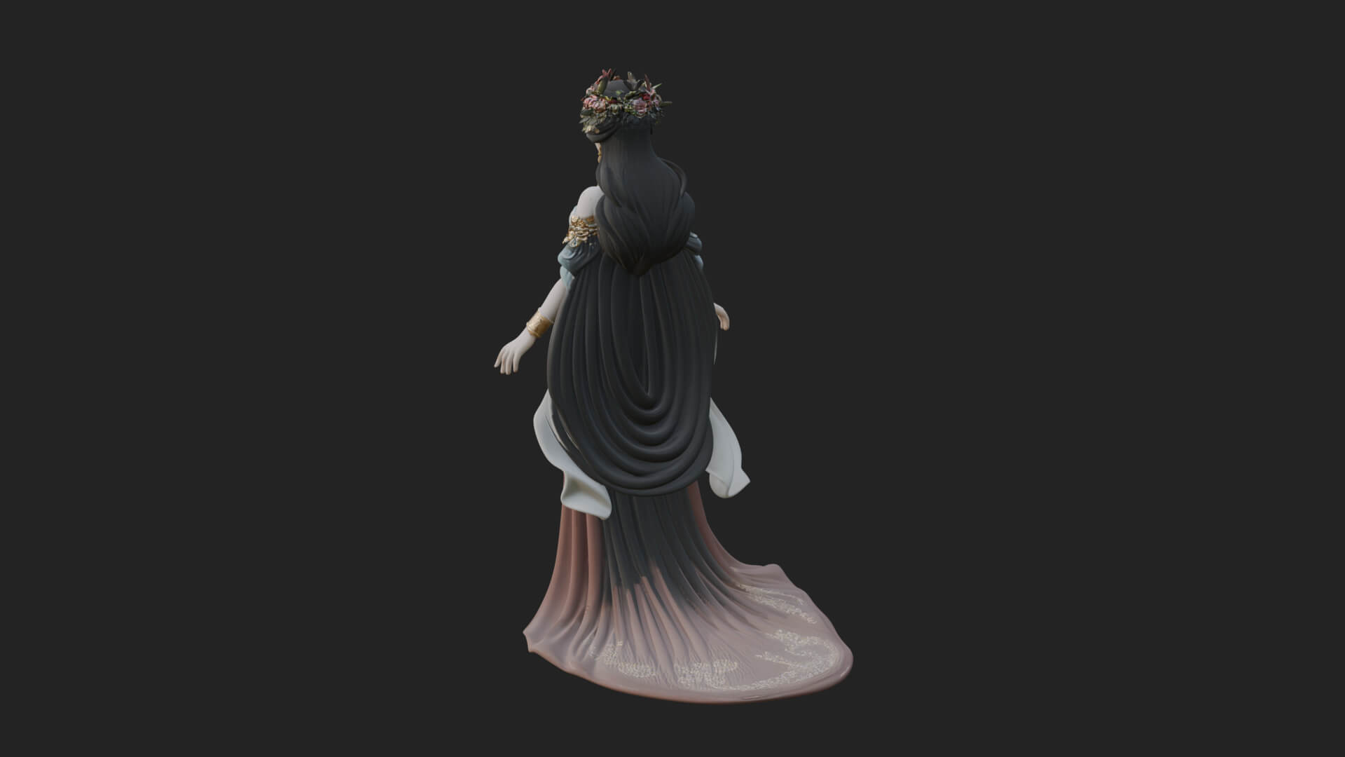 Rose Crowned Goddess Statue Design 7 3D Print Model 3D Model