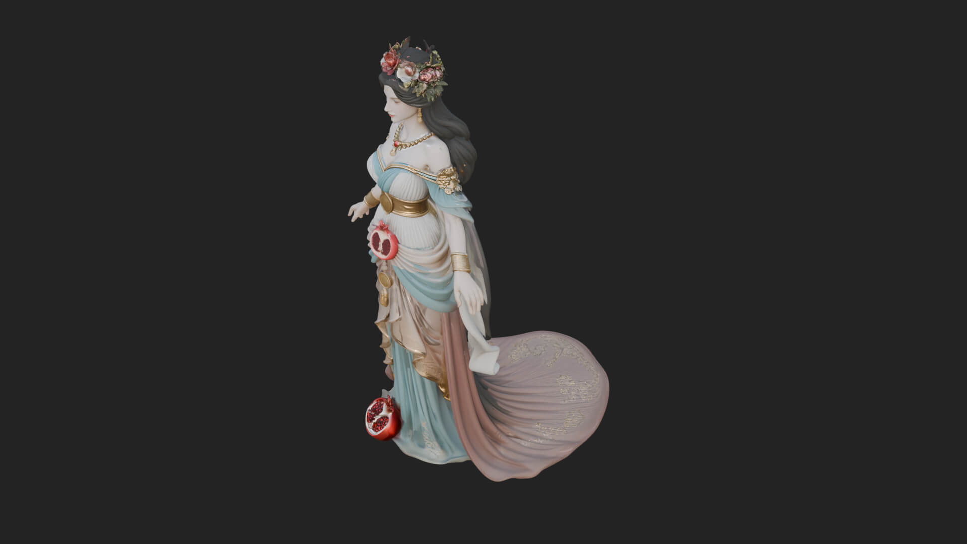 Rose Crowned Goddess Statue Design 7 3D Print Model 3D Model