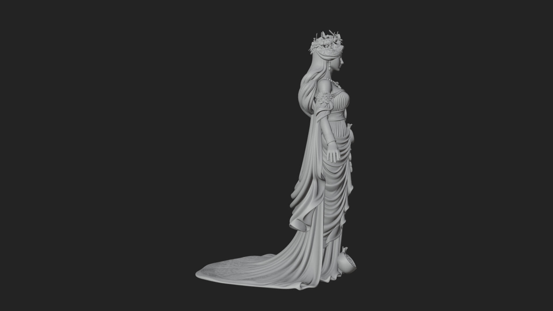 Rose Crowned Goddess Statue Design 7 3D Print Model 3D Model
