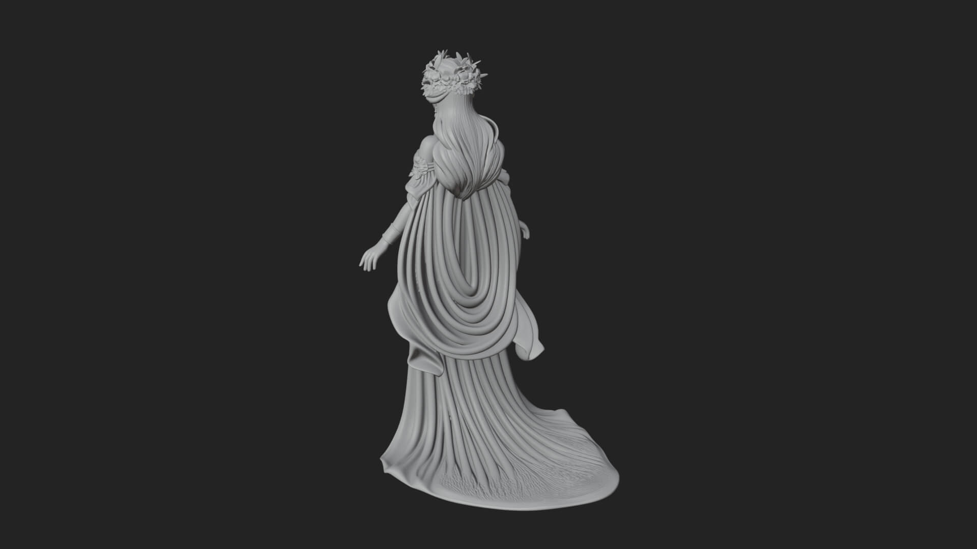 Rose Crowned Goddess Statue Design 7 3D Print Model 3D Model