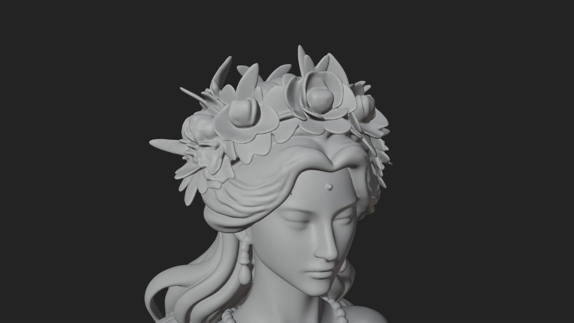 Rose Crowned Goddess Statue Design 7 3D Print Model 3D Model