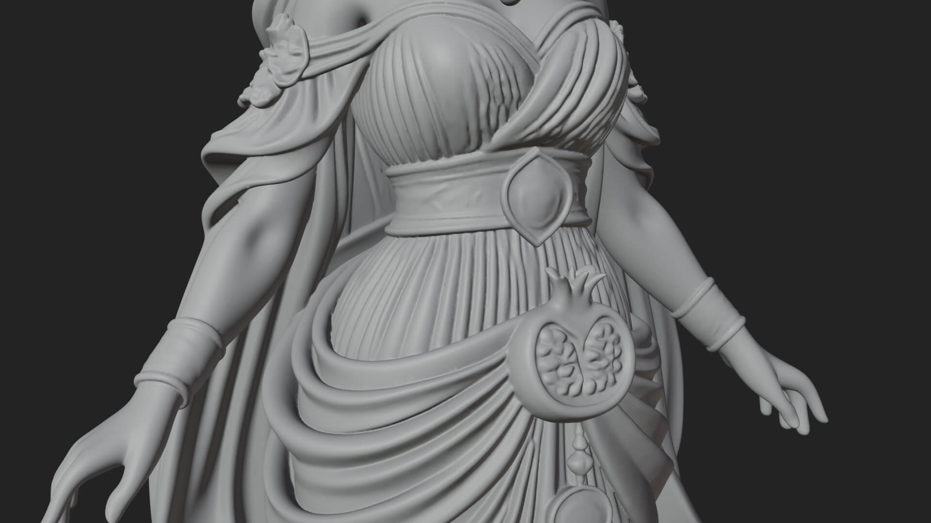 Rose Crowned Goddess Statue Design 7 3D Print Model 3D Model