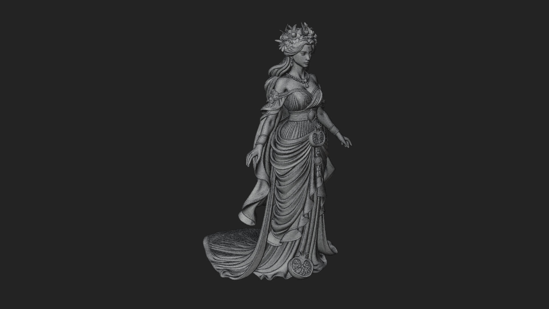 Rose Crowned Goddess Statue Design 7 3D Print Model 3D Model