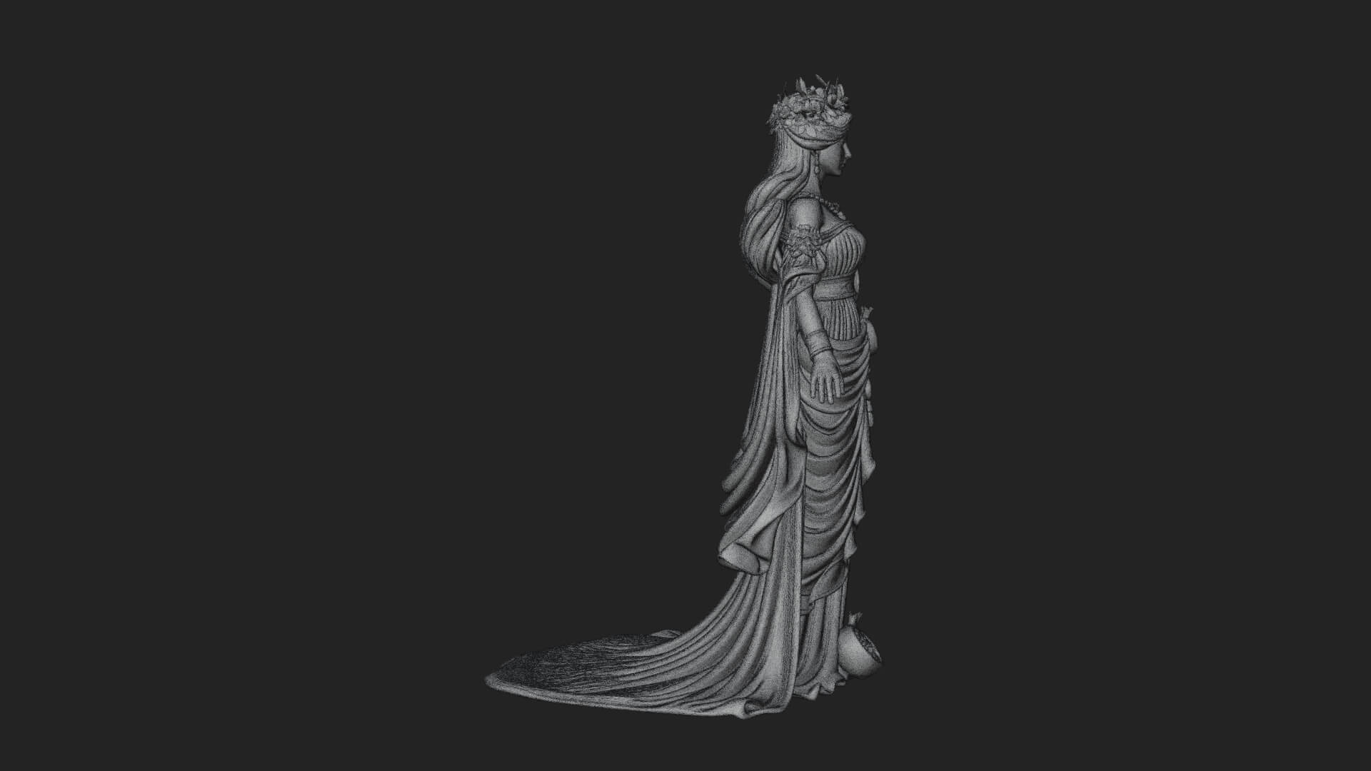Rose Crowned Goddess Statue Design 7 3D Print Model 3D Model