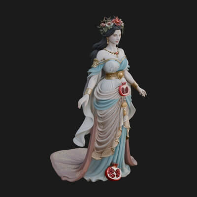 Rose Crowned Goddess Statue Design 7 3D Print Model