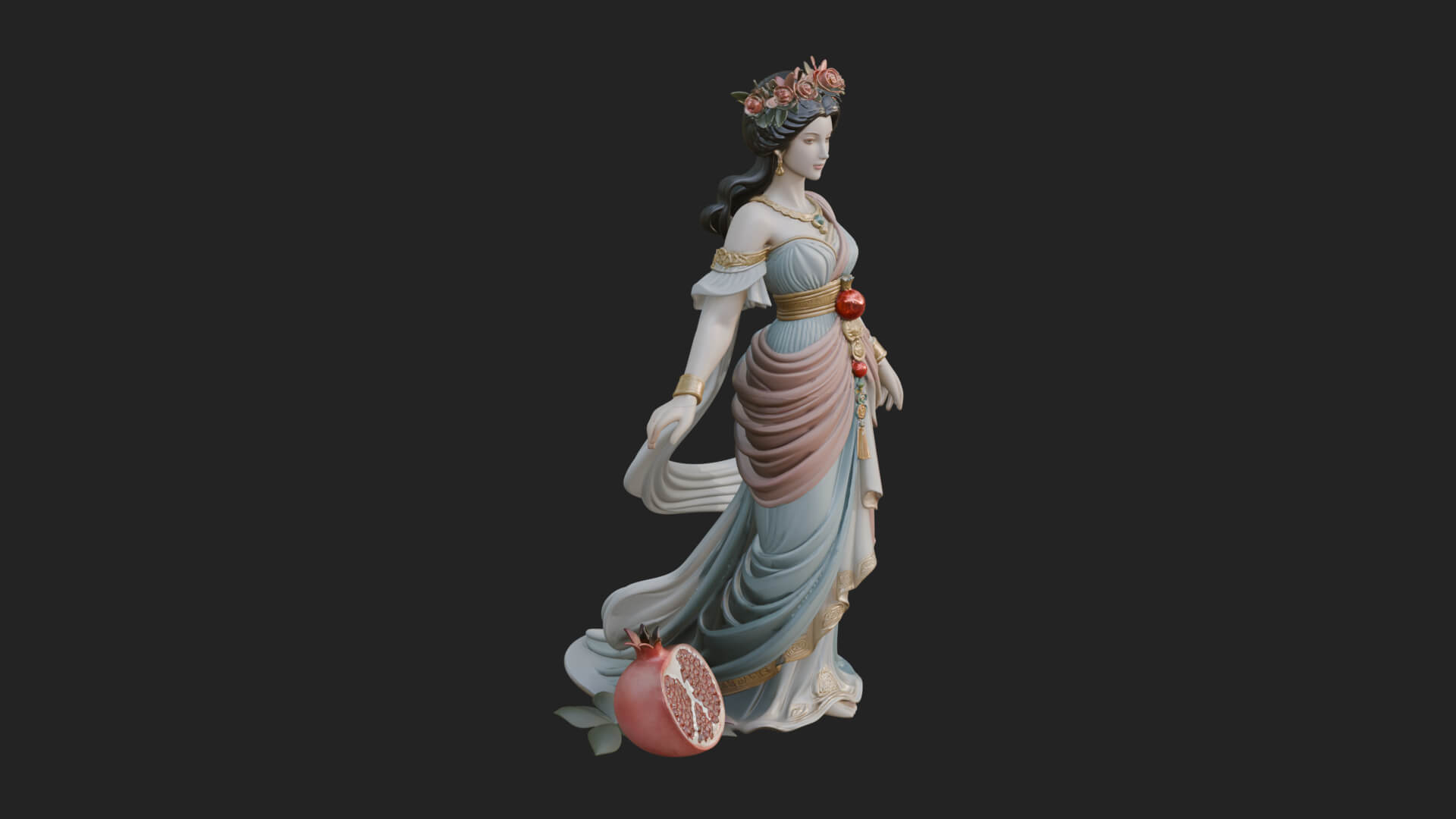 Rose Crowned Goddess Statue Design 8 3D Print Model 3D Model