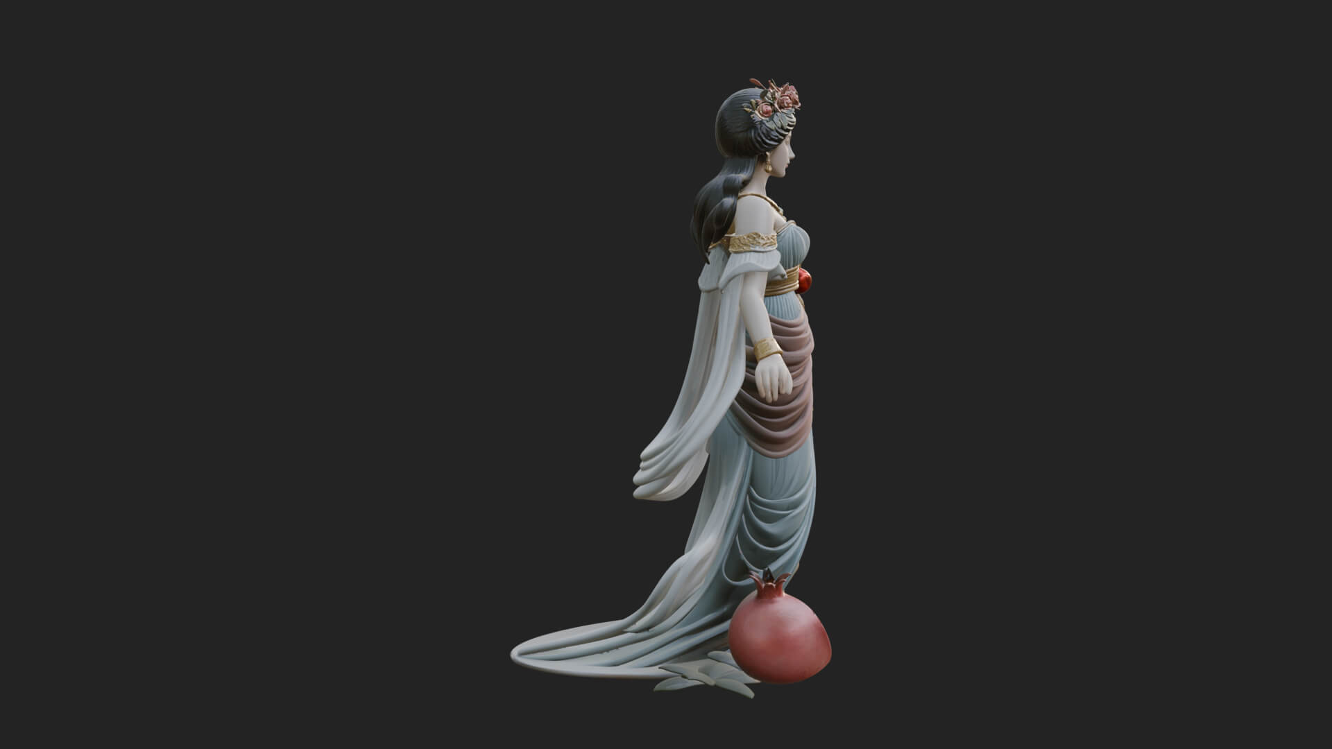 Rose Crowned Goddess Statue Design 8 3D Print Model 3D Model