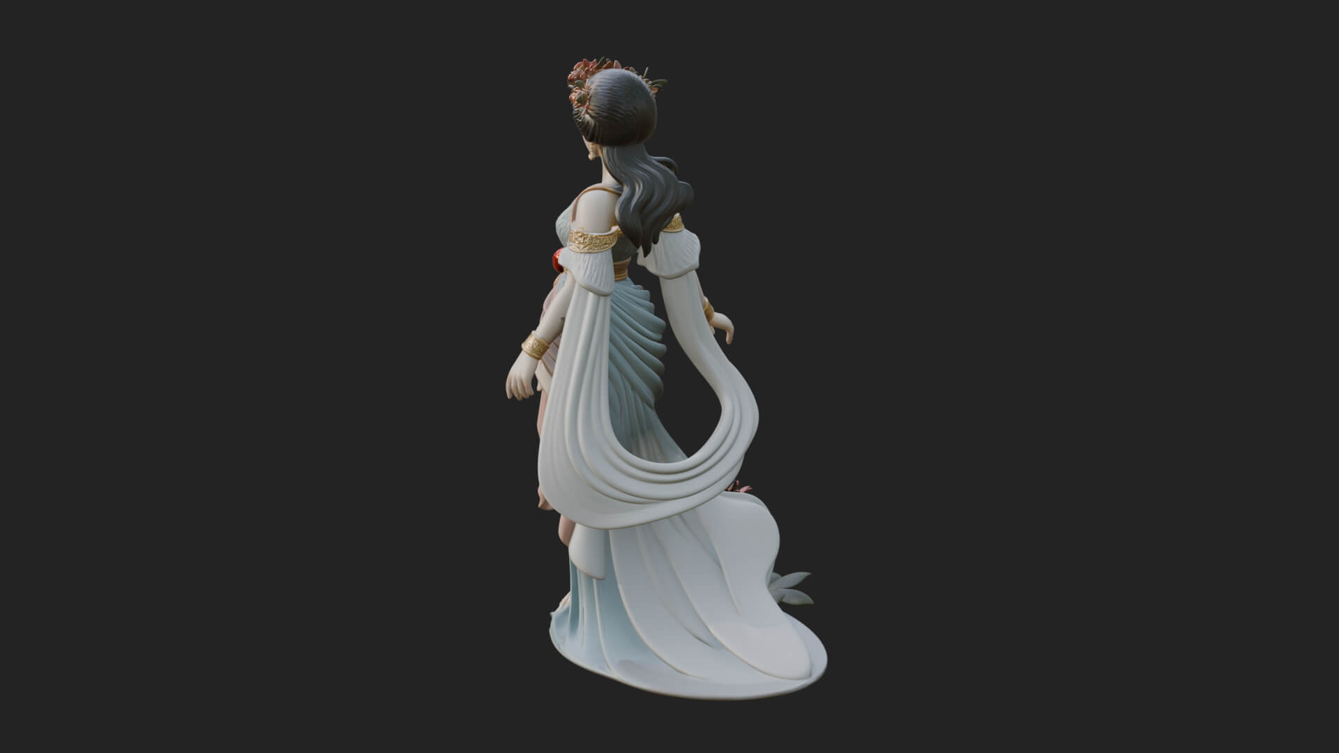 Rose Crowned Goddess Statue Design 8 3D Print Model 3D Model