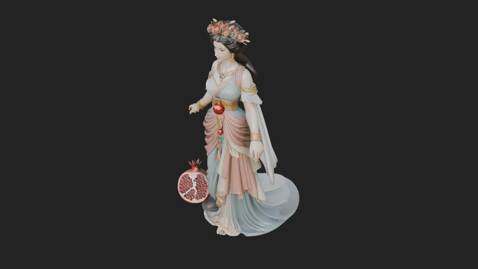 Rose Crowned Goddess Statue Design 8 3D Print Model 3D Model