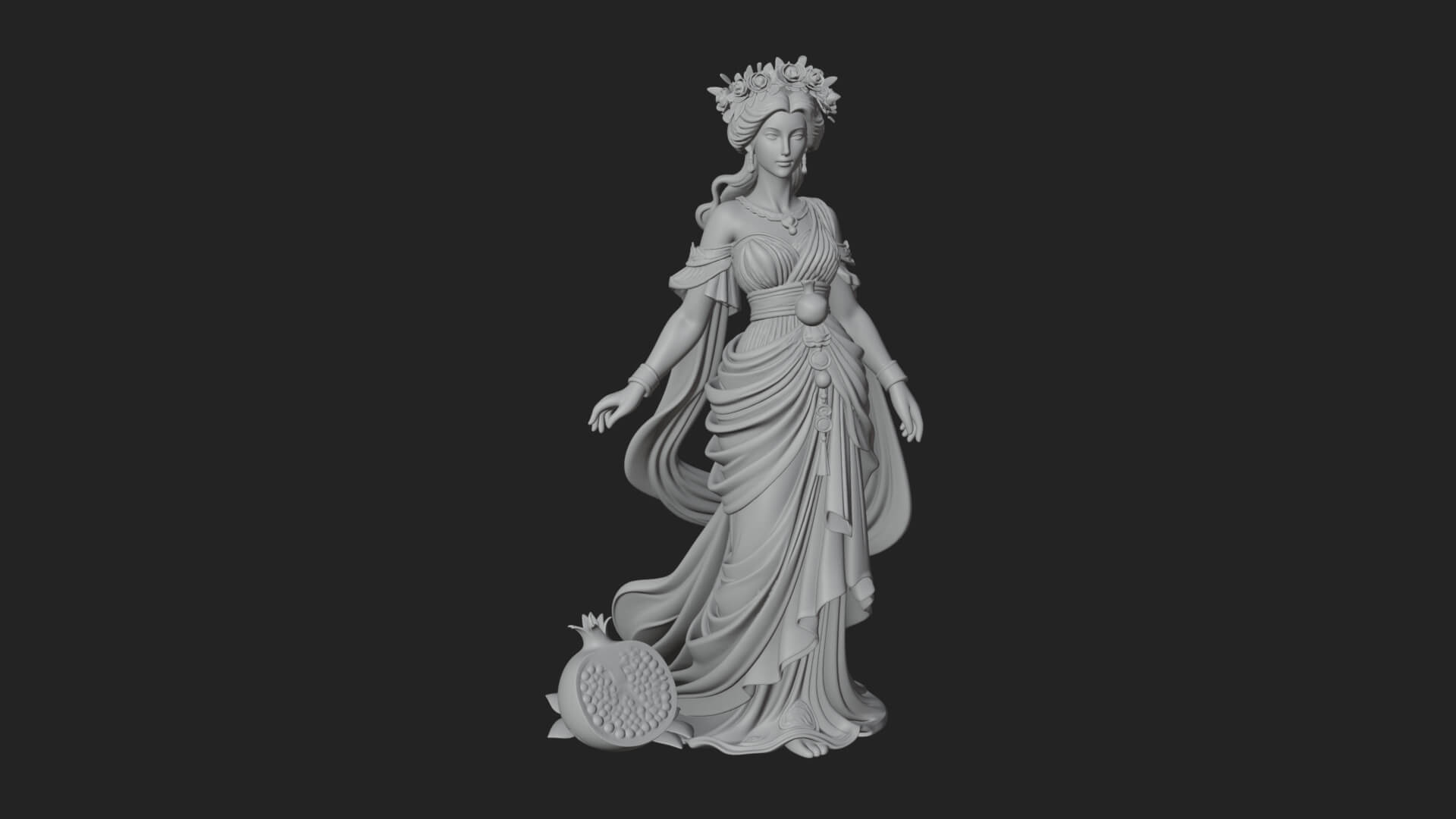 Rose Crowned Goddess Statue Design 8 3D Print Model 3D Model