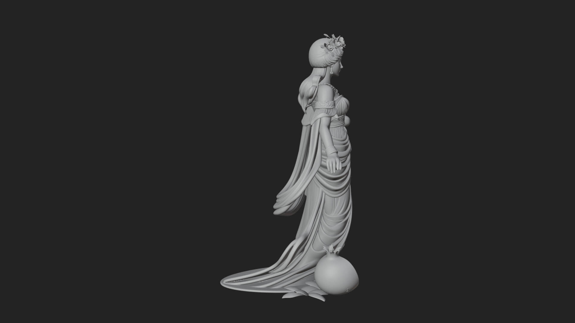 Rose Crowned Goddess Statue Design 8 3D Print Model 3D Model