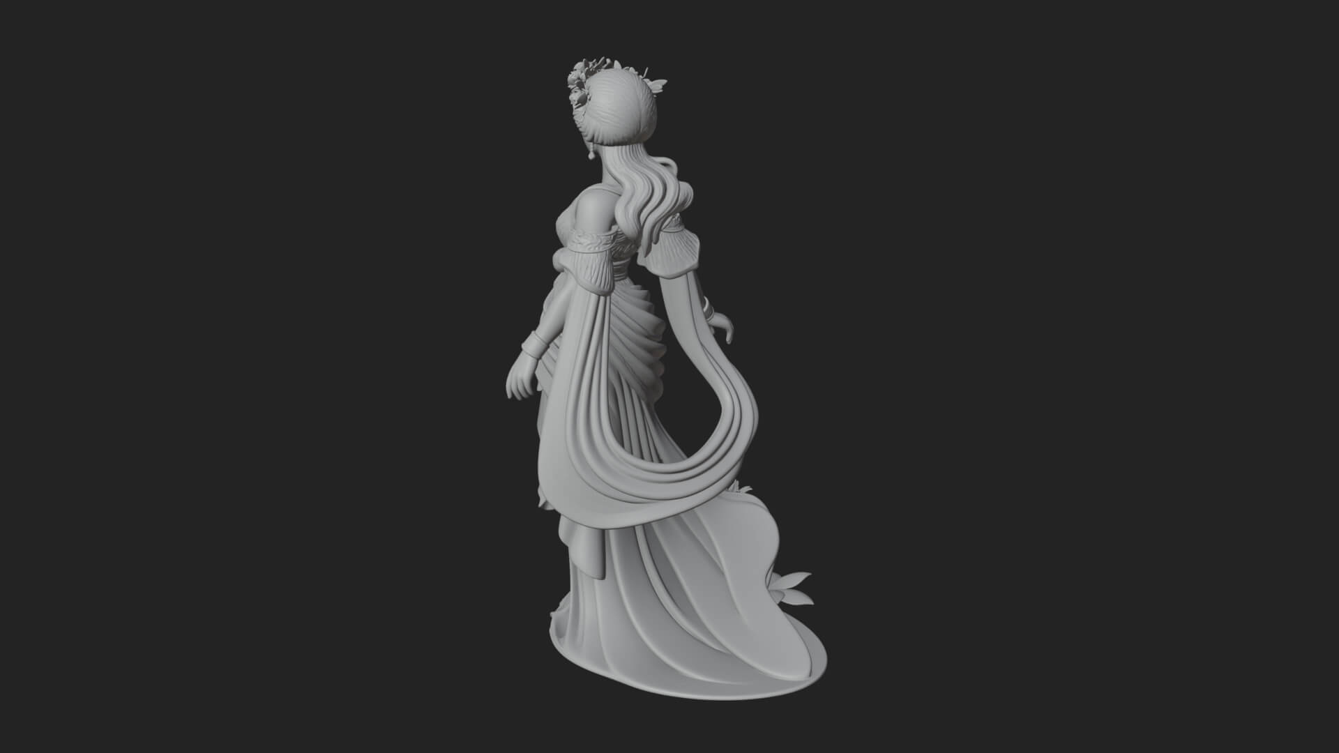 Rose Crowned Goddess Statue Design 8 3D Print Model 3D Model