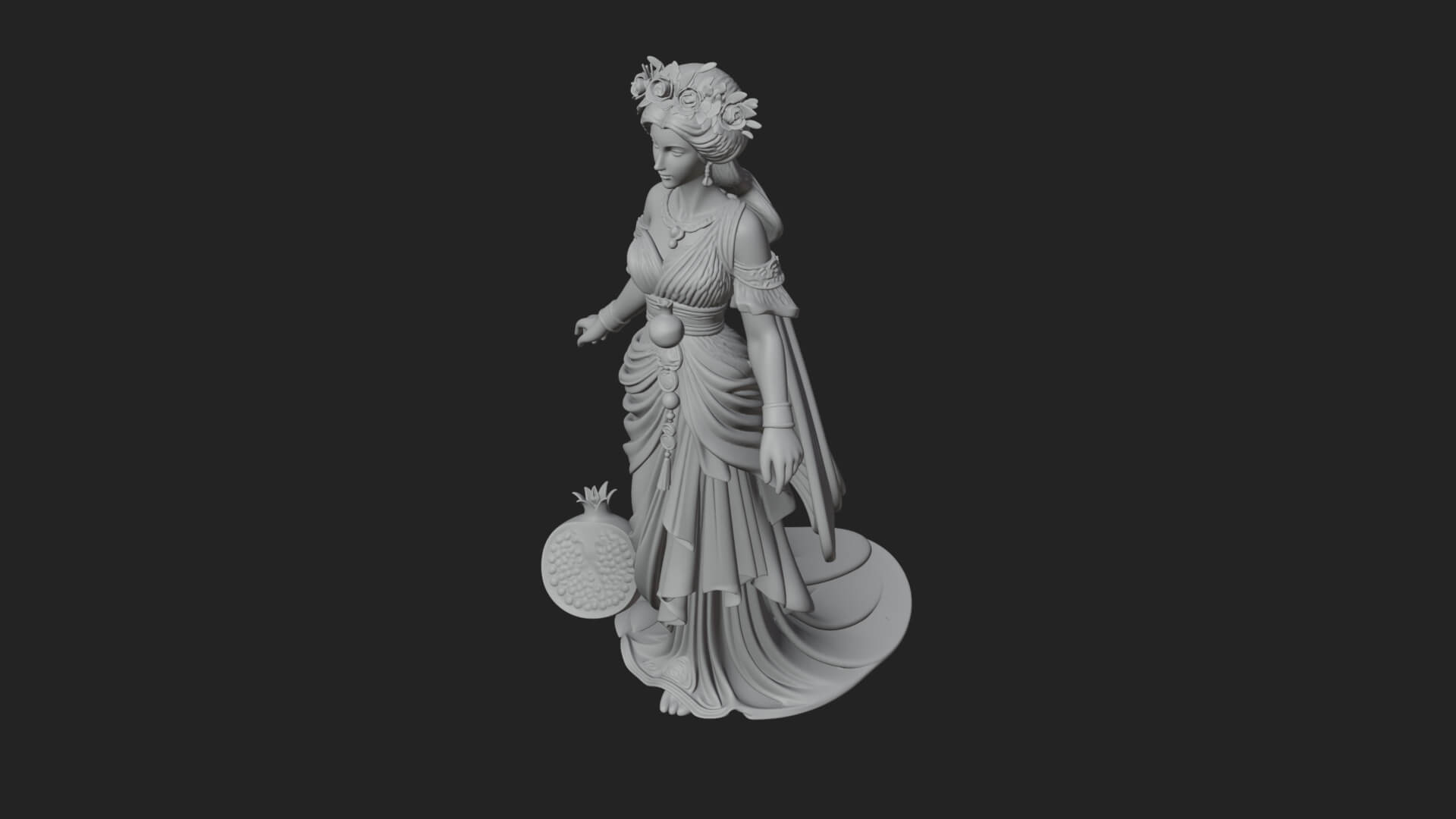 Rose Crowned Goddess Statue Design 8 3D Print Model 3D Model