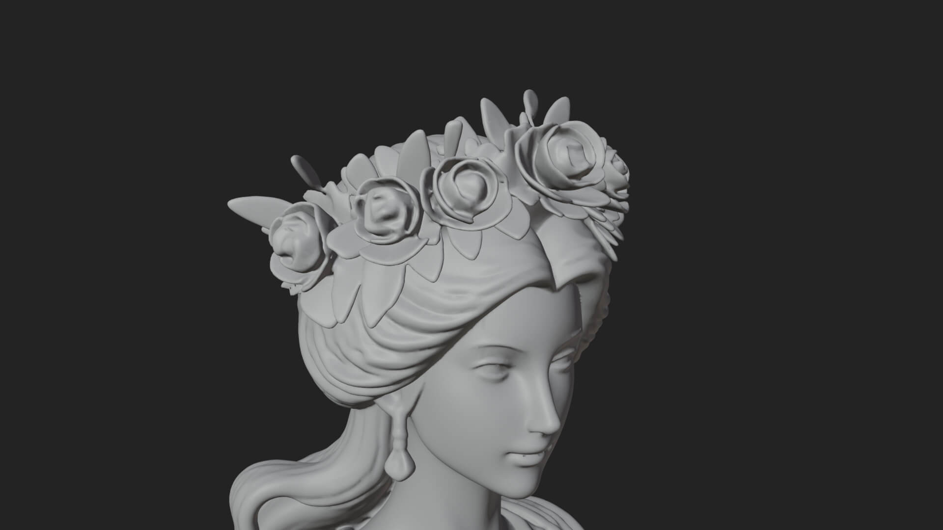 Rose Crowned Goddess Statue Design 8 3D Print Model 3D Model