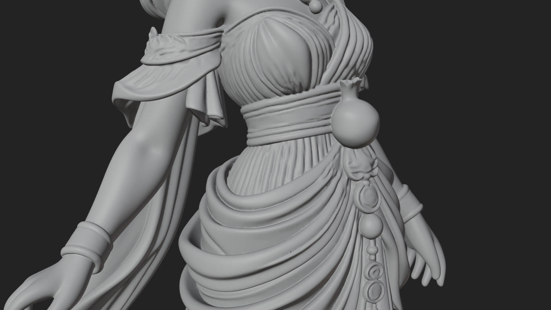 Rose Crowned Goddess Statue Design 8 3D Print Model 3D Model