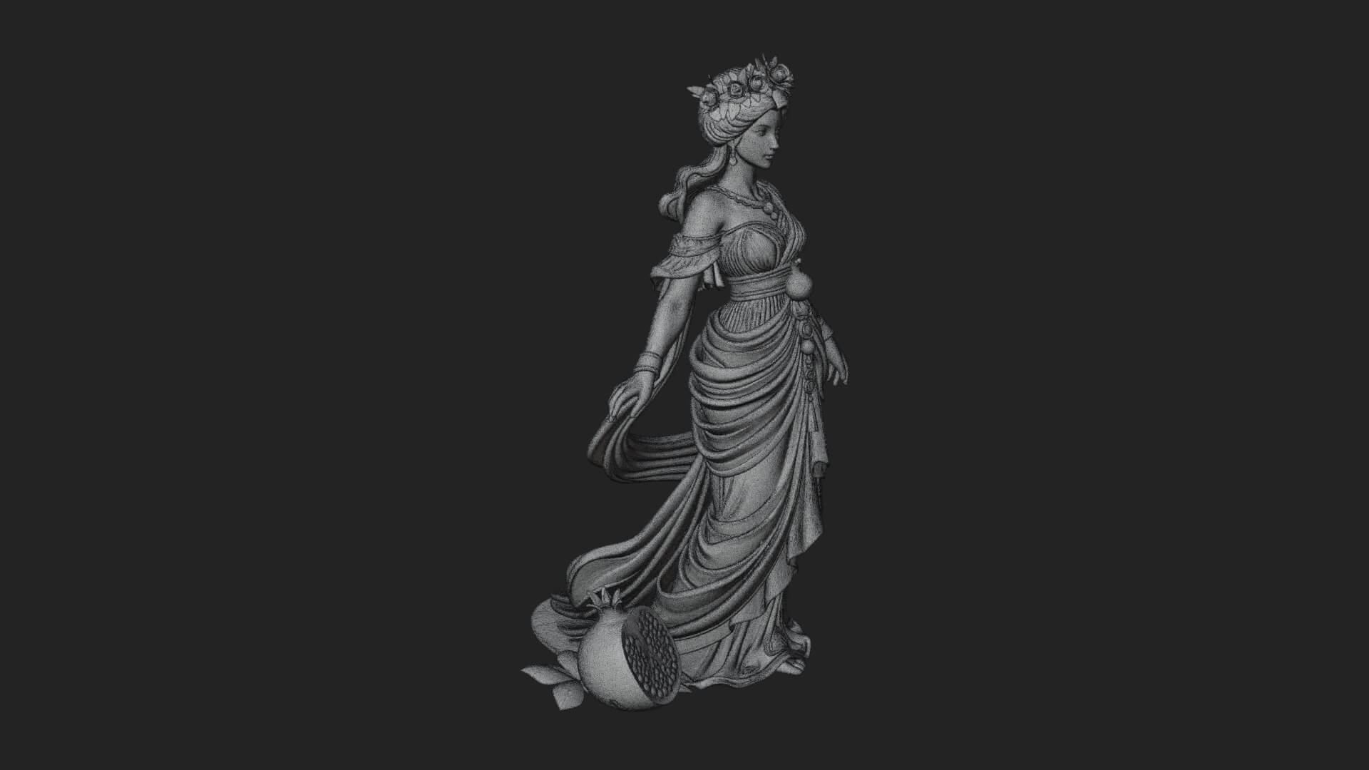 Rose Crowned Goddess Statue Design 8 3D Print Model 3D Model