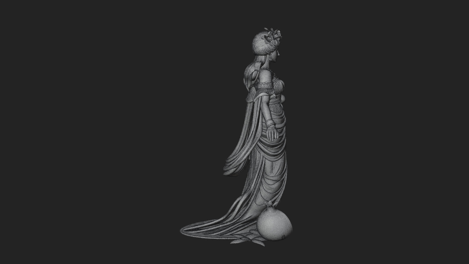Rose Crowned Goddess Statue Design 8 3D Print Model 3D Model