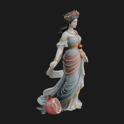 Rose Crowned Goddess Statue Design 8 3D Print Model