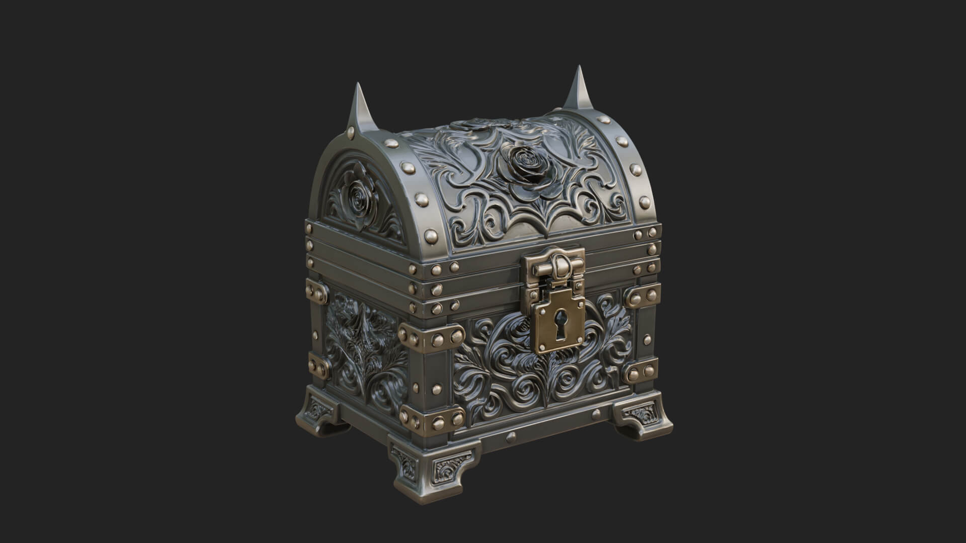 Rose Flower Carved Chest Model Design 1 3D Print Model 3D Model