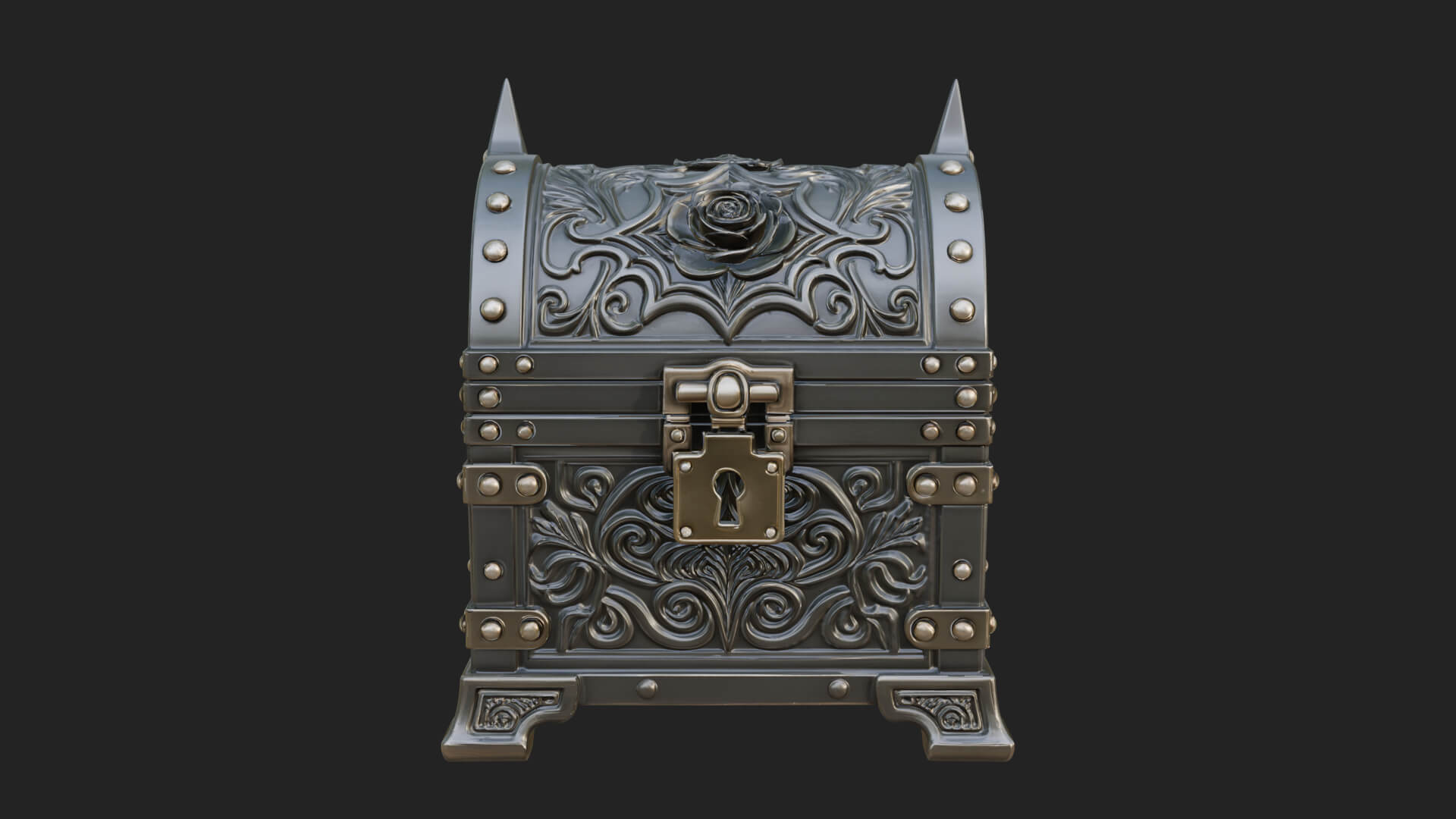 Rose Flower Carved Chest Model Design 1 3D Print Model 3D Model