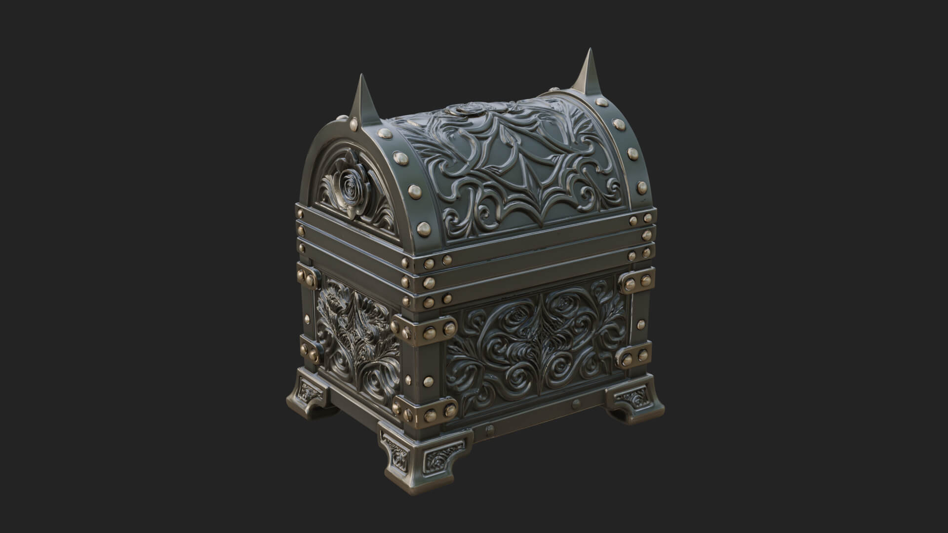 Rose Flower Carved Chest Model Design 1 3D Print Model 3D Model