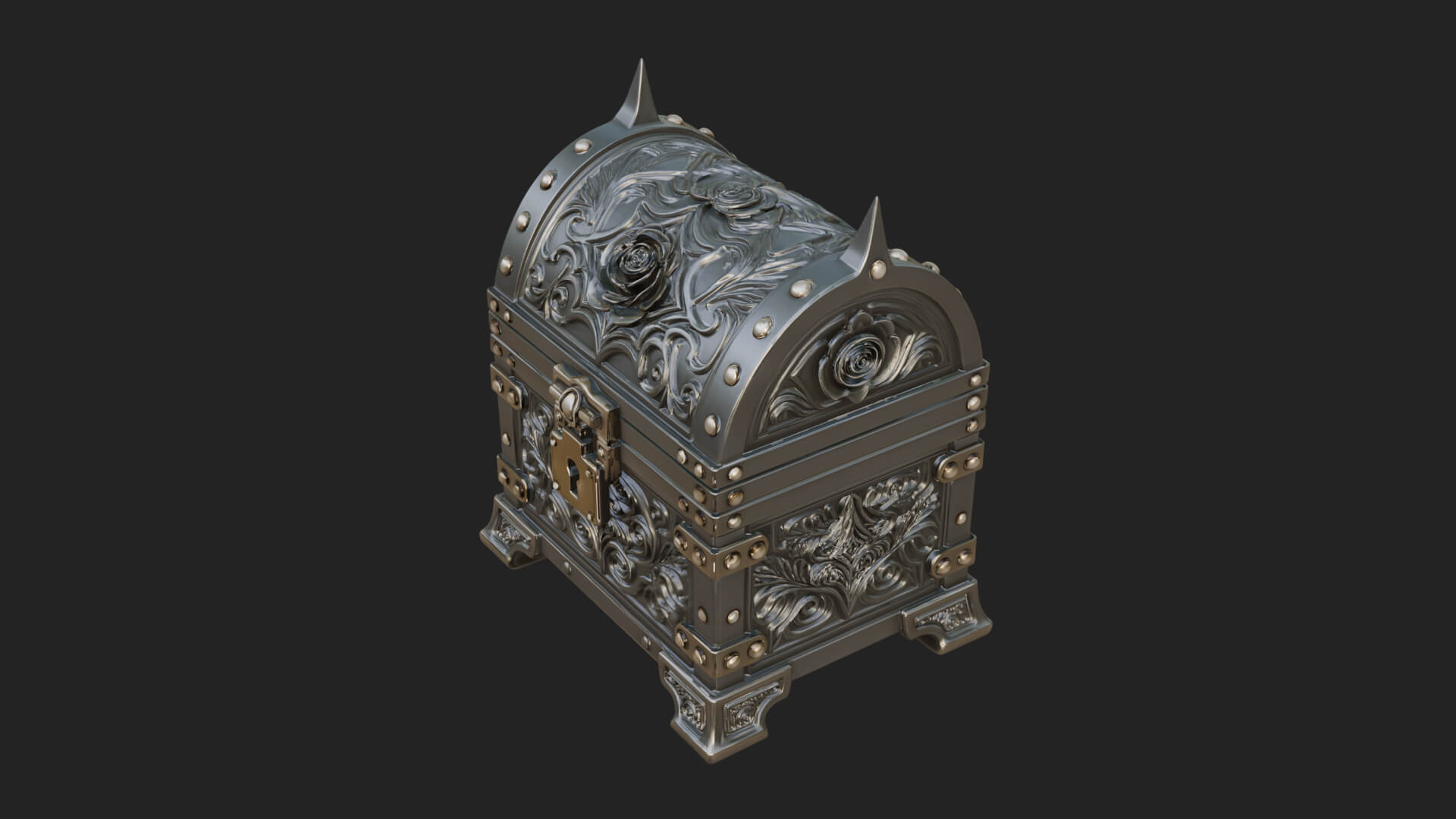 Rose Flower Carved Chest Model Design 1 3D Print Model 3D Model