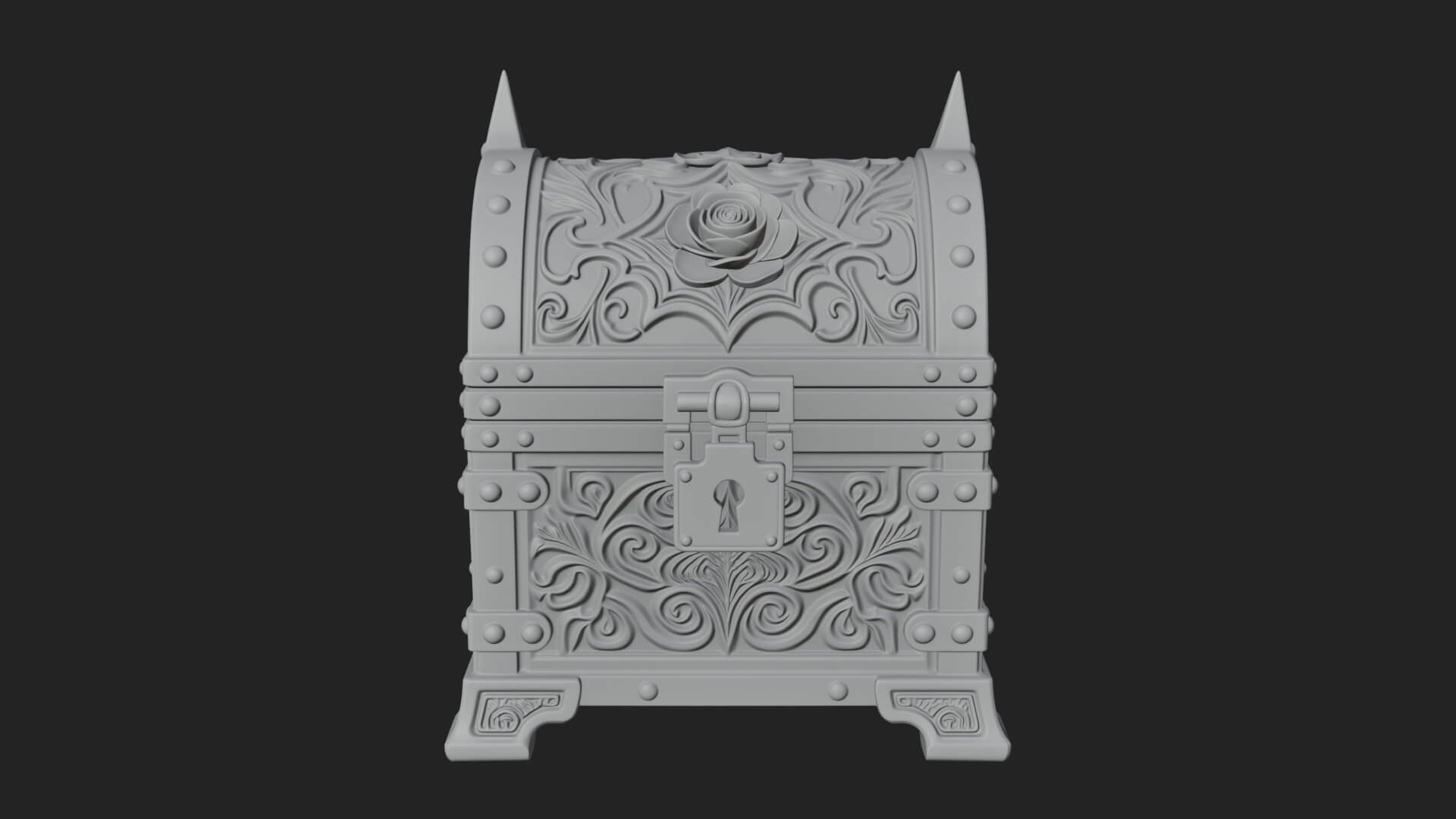Rose Flower Carved Chest Model Design 1 3D Print Model 3D Model