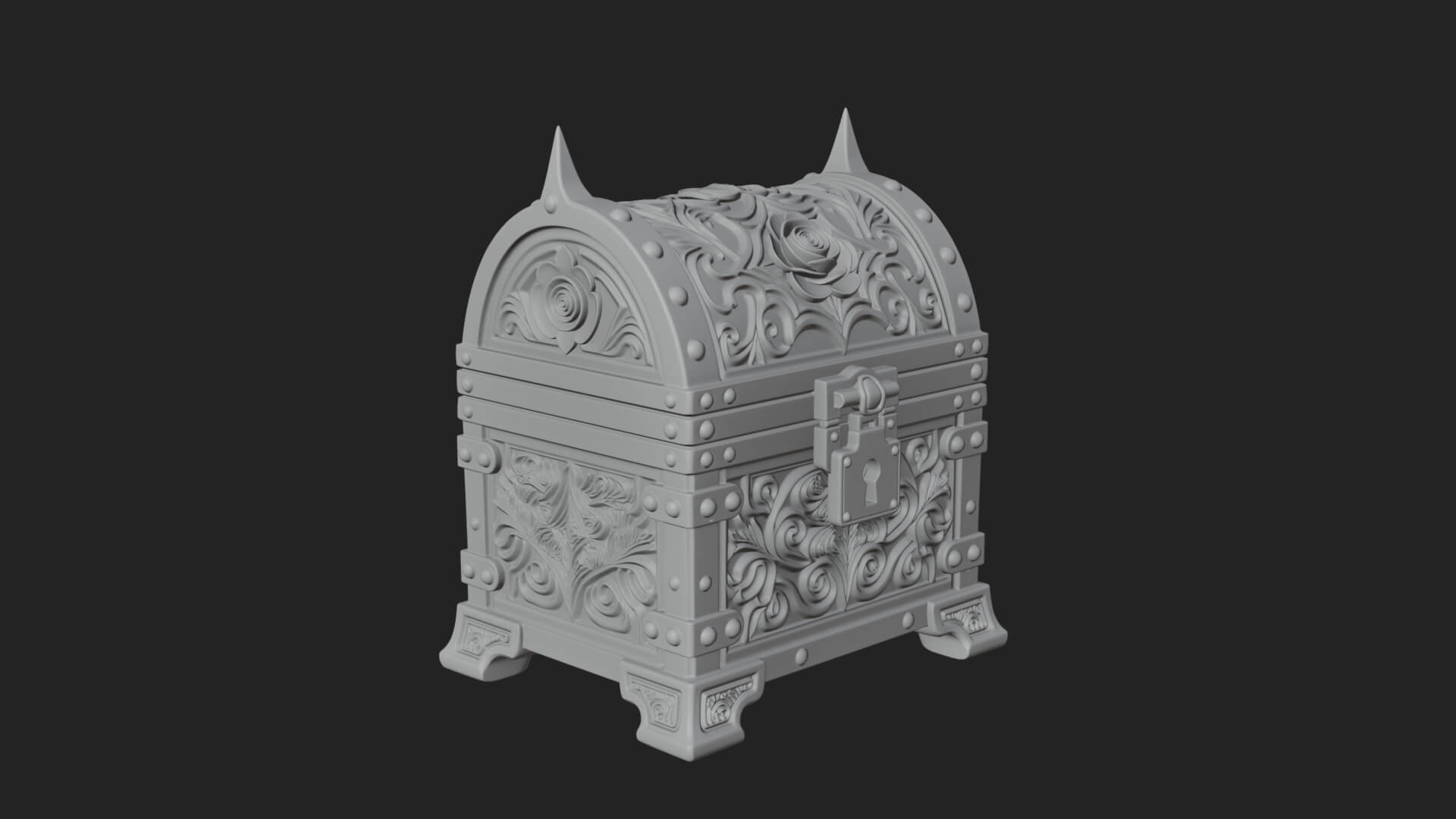 Rose Flower Carved Chest Model Design 1 3D Print Model 3D Model