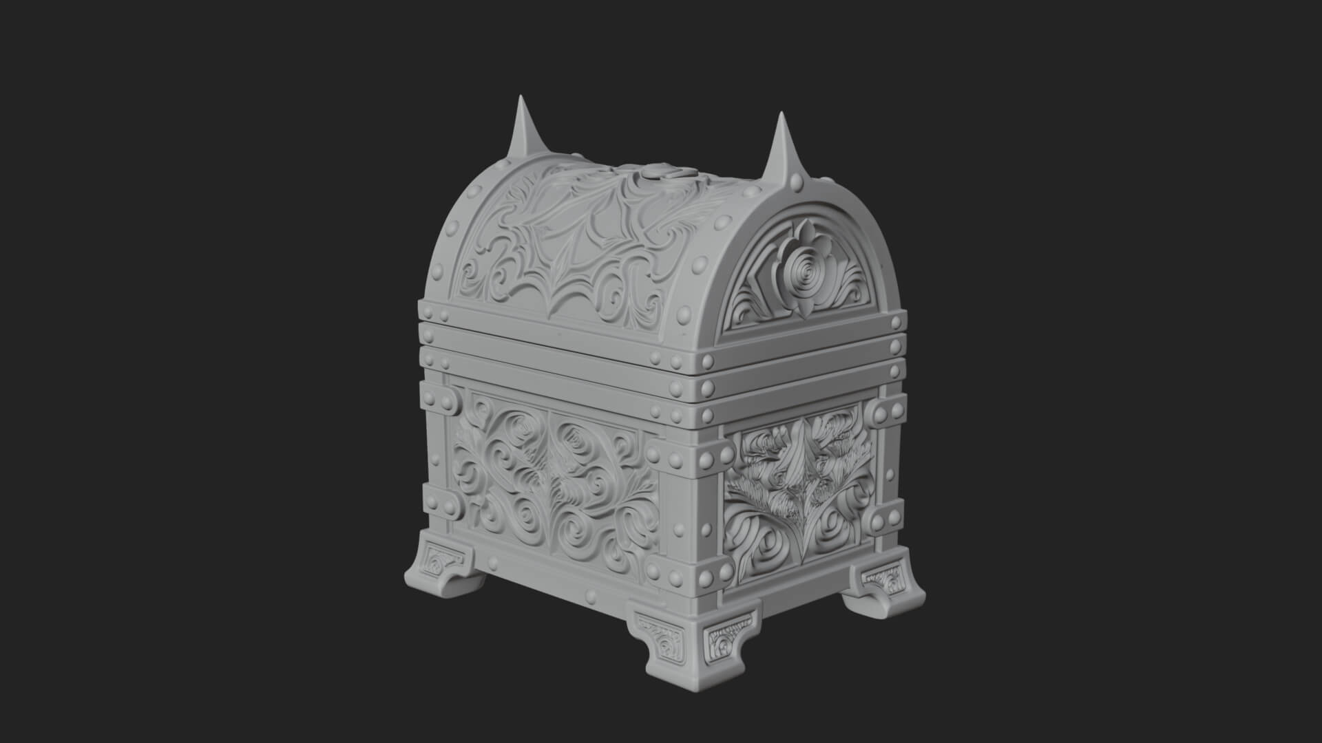 Rose Flower Carved Chest Model Design 1 3D Print Model 3D Model