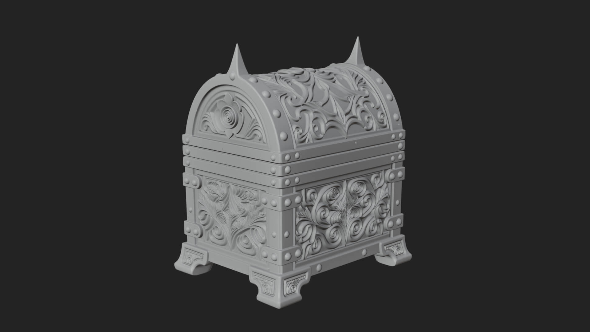 Rose Flower Carved Chest Model Design 1 3D Print Model 3D Model