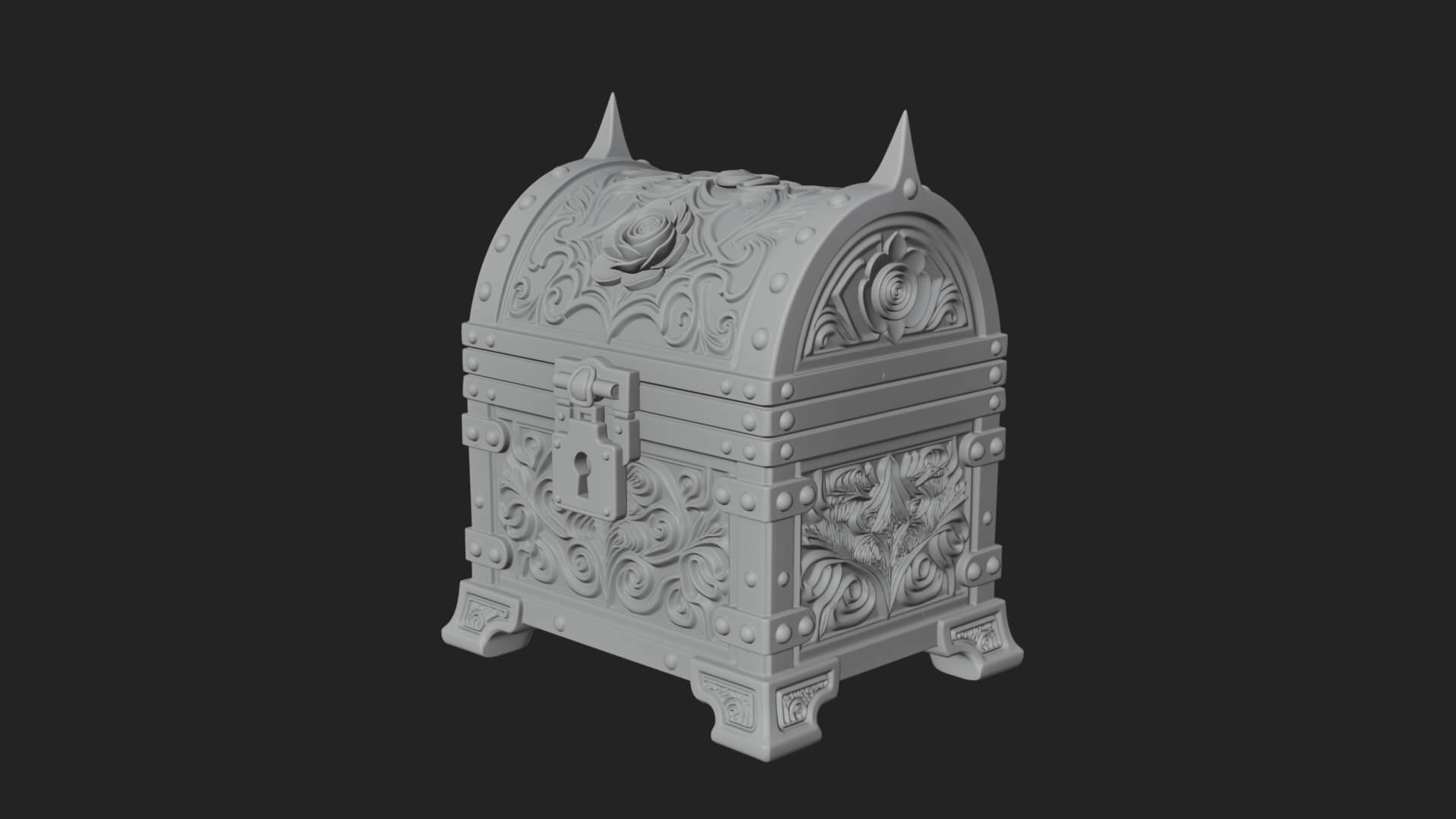 Rose Flower Carved Chest Model Design 1 3D Print Model 3D Model